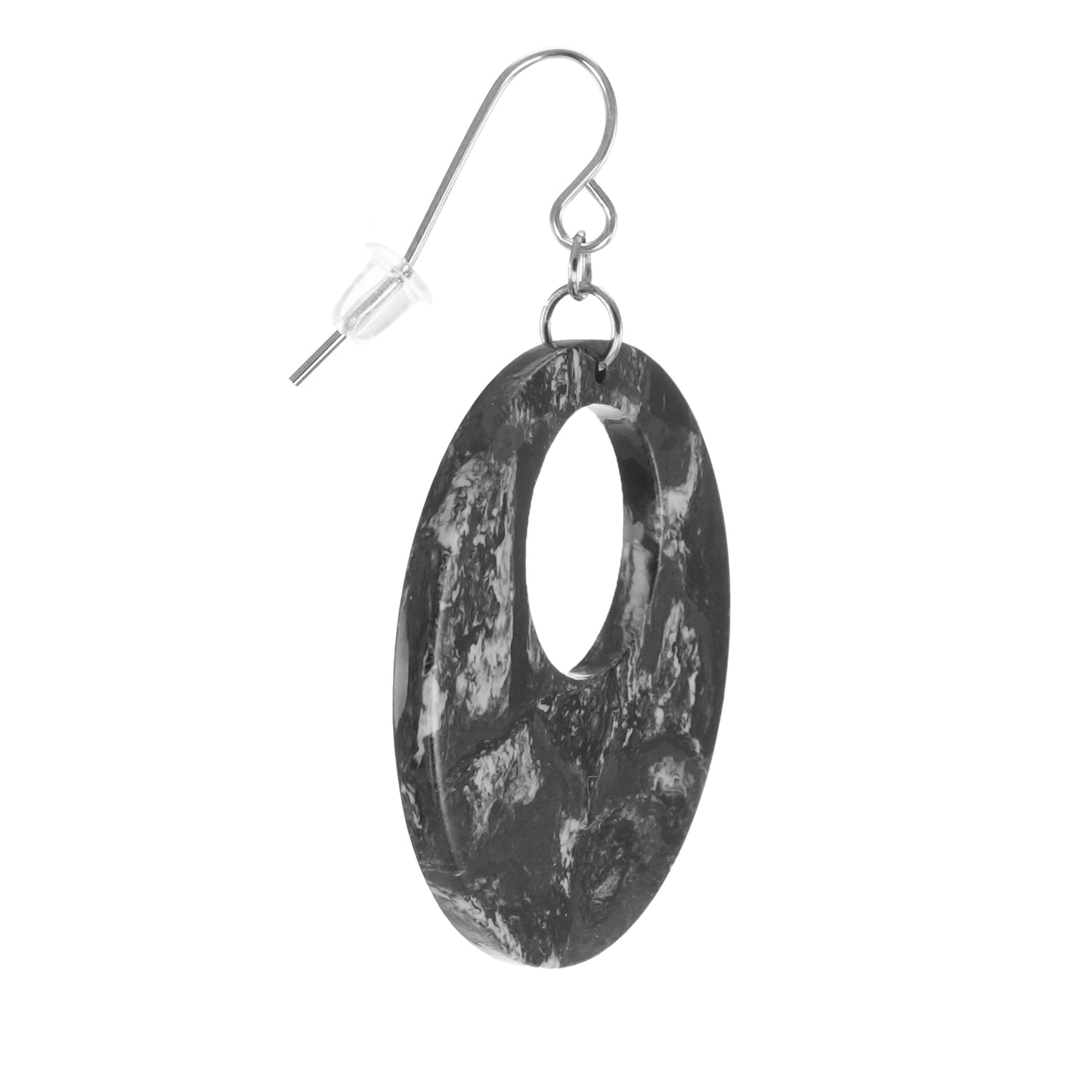 Lightweight Acrylic Boho Donut Statement Earrings, Platinum Ear Wires, Black or Red