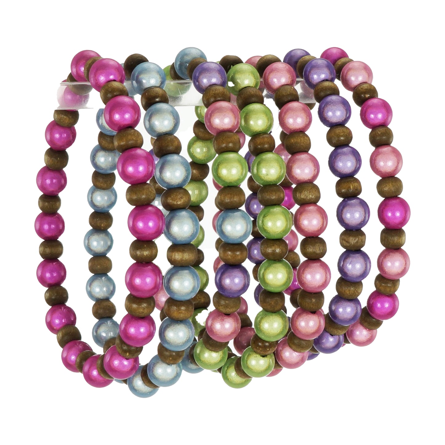 Cute Set of 7 Colorful Miracle Glow Beaded Stackable Stretch Bracelets, Gift for Her