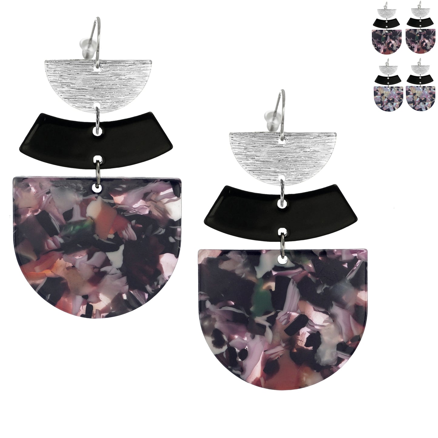 Multi Rainbow Color Lightweight Boho Statement Earrings, Platinum Ear Wires, Color Choice