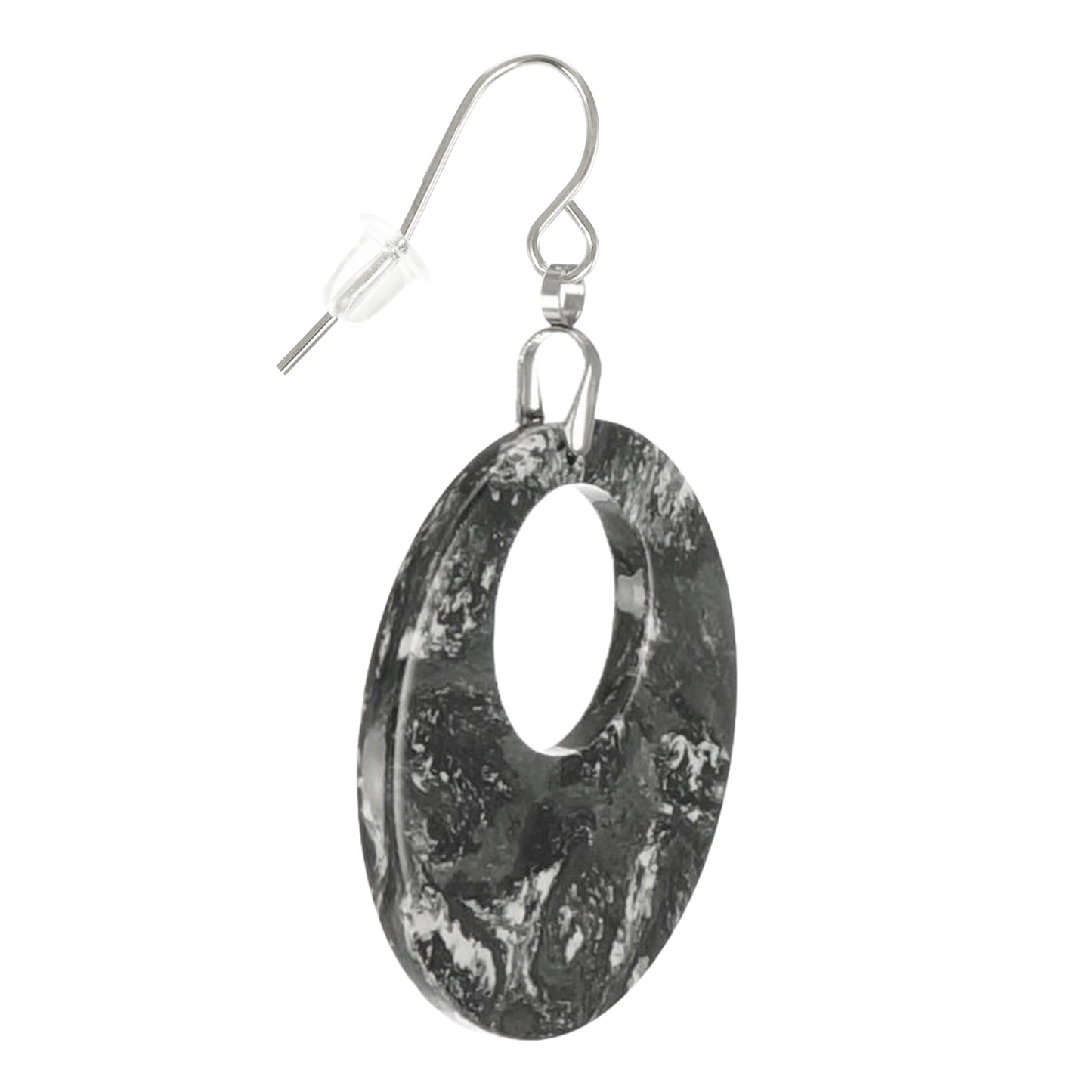 Lightweight Acrylic Boho Donut Statement Earrings, Platinum Ear Wires, Black or Red