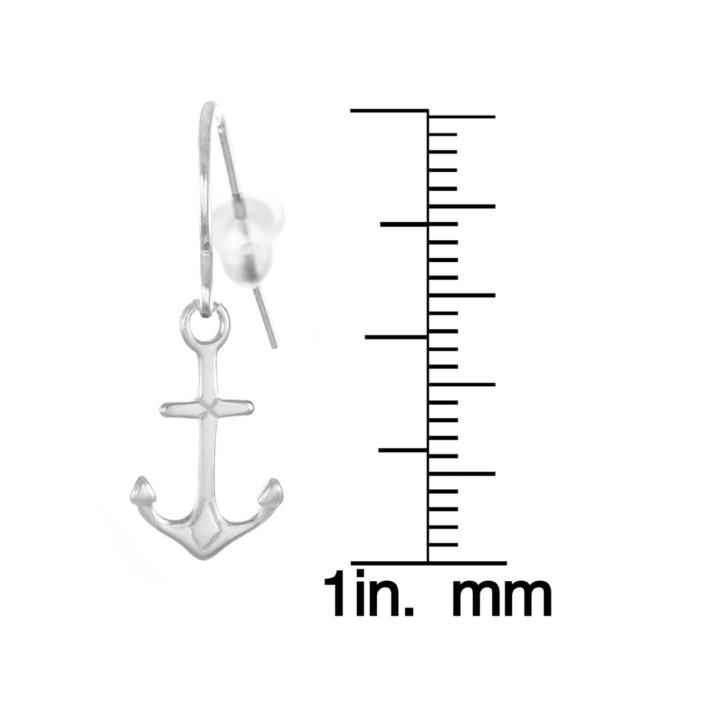 Dainty and Small Sterling Silver Anchor Earrings, Hypoallergenic Platinum Ear Wires