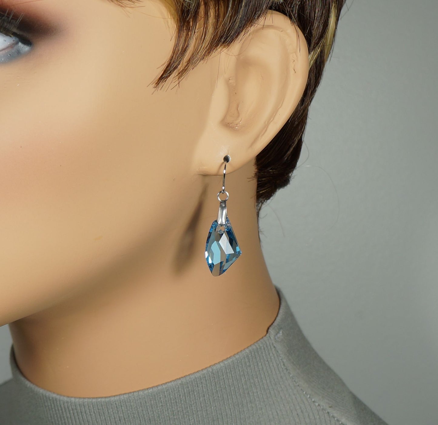 Color Choices, Sparkling 19mm Swarovski Crystal Galactic Earrings, Hypoallergenic 18K Gold or Platinum Ear Wires, Wedding Jewelry, Gift for Her