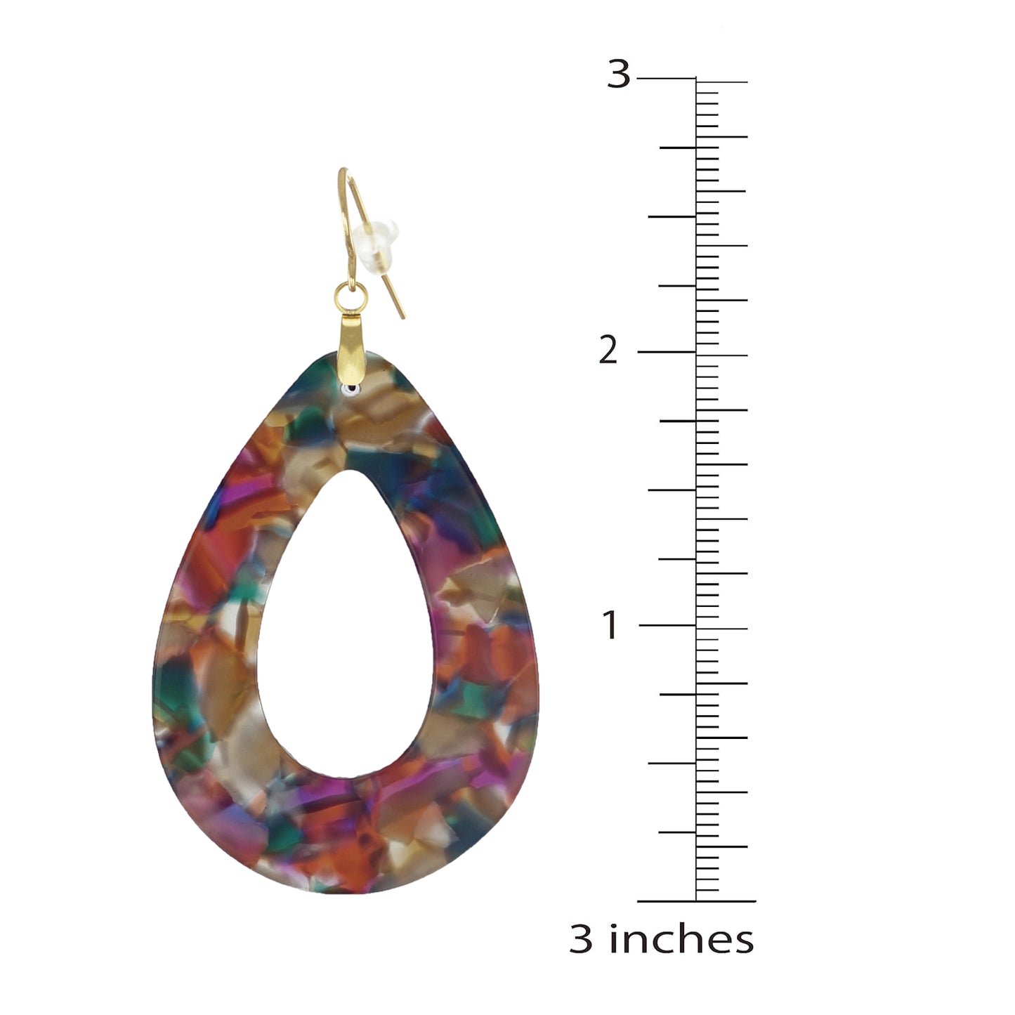 Vibrant Multi Color Confetti Teardrop Lightweight Boho Statement Earrings, Hypoallergenic 18K Gold or Platinum Ear Wires