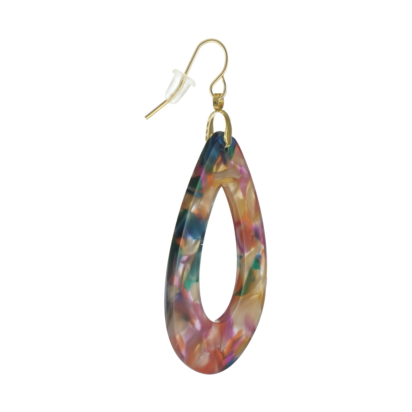 Vibrant Multi Color Confetti Teardrop Lightweight Boho Statement Earrings, Hypoallergenic 18K Gold or Platinum Ear Wires