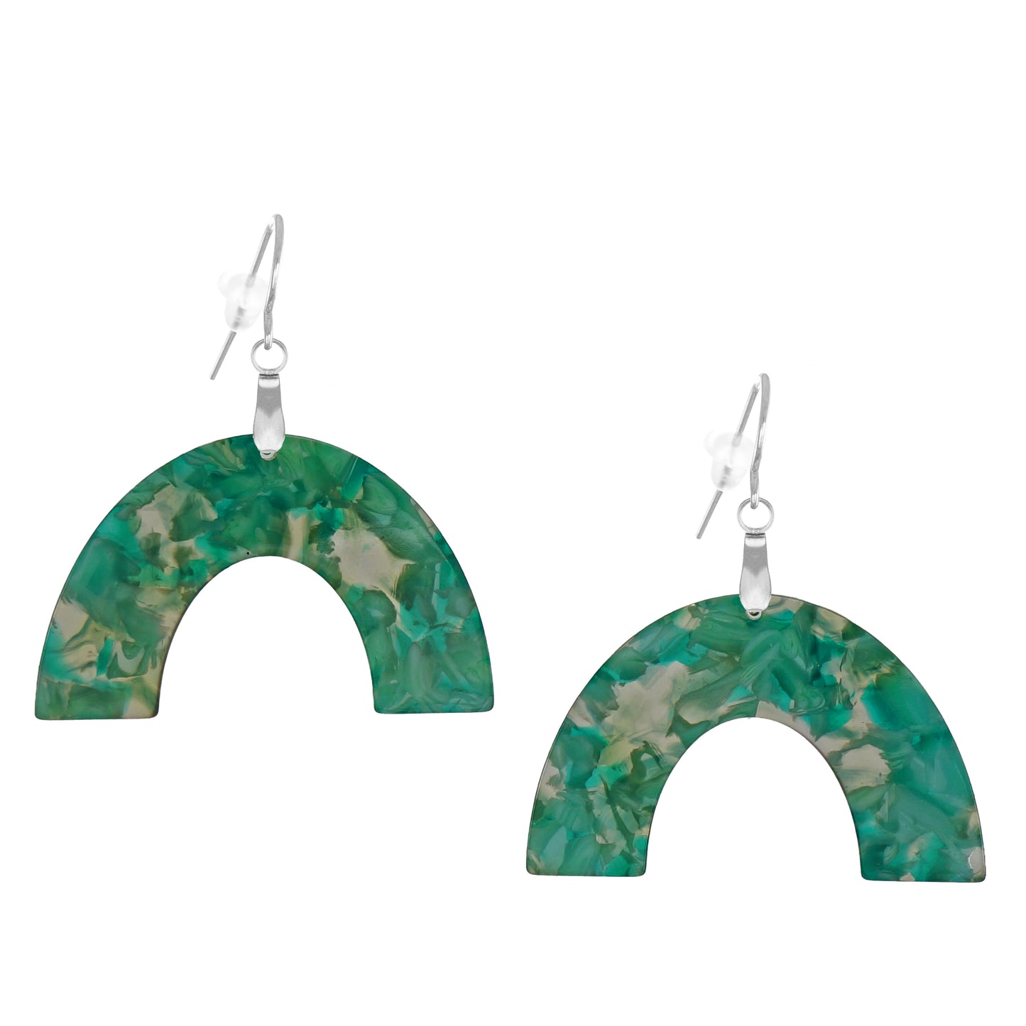 Lightweight Green Boho Statement Earrings, Hypoallergenic 18K Gold or Platinum Ear Wires