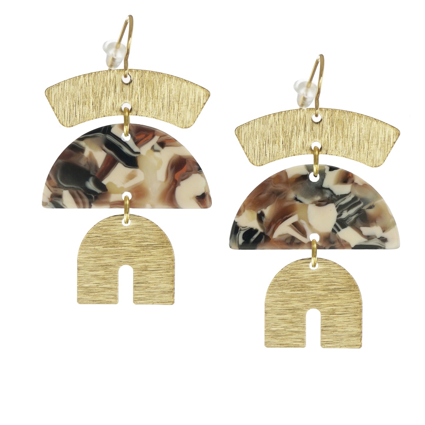 Multi Color Acrylic Boho Statement Earrings, 18K Gold Ear Wires, Color Choices