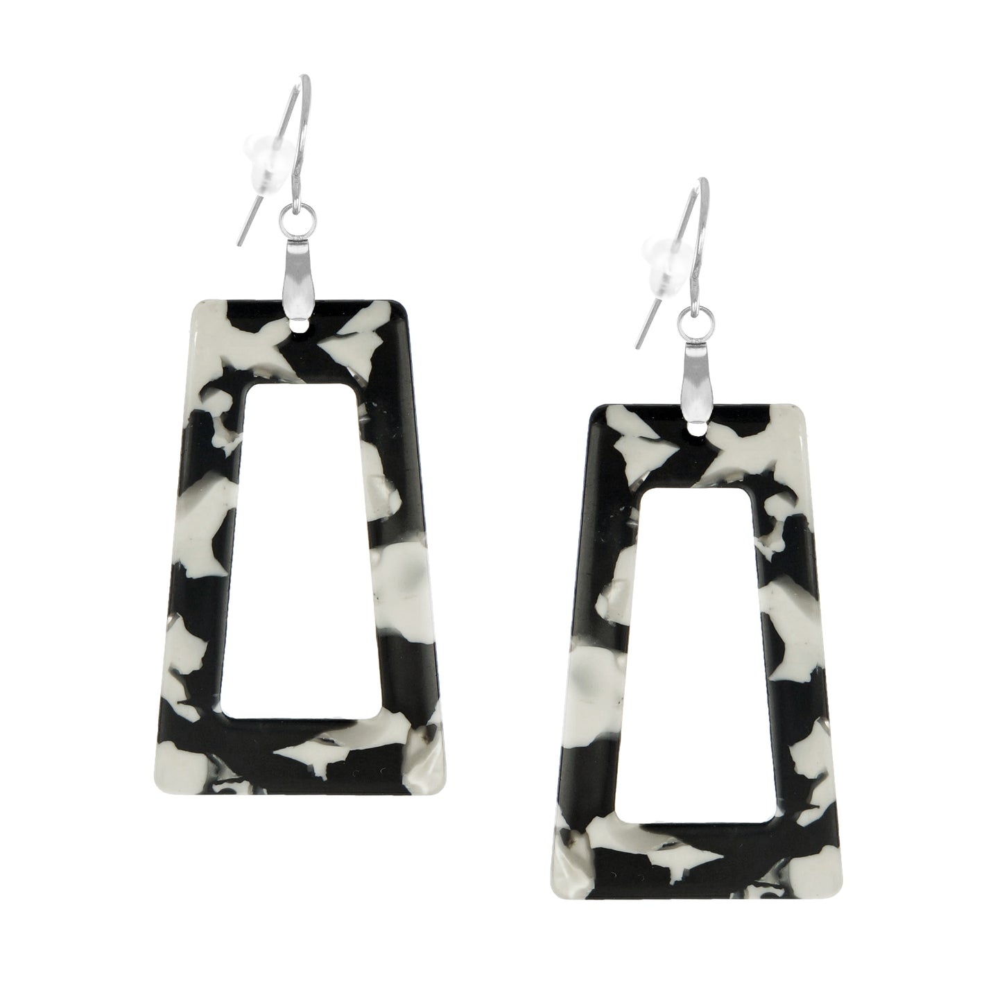 Vibrant Rectangle Multi, Red or Black Acrylic Boho Statement Earrings, Hypoallergenic Platinum Ear Wires