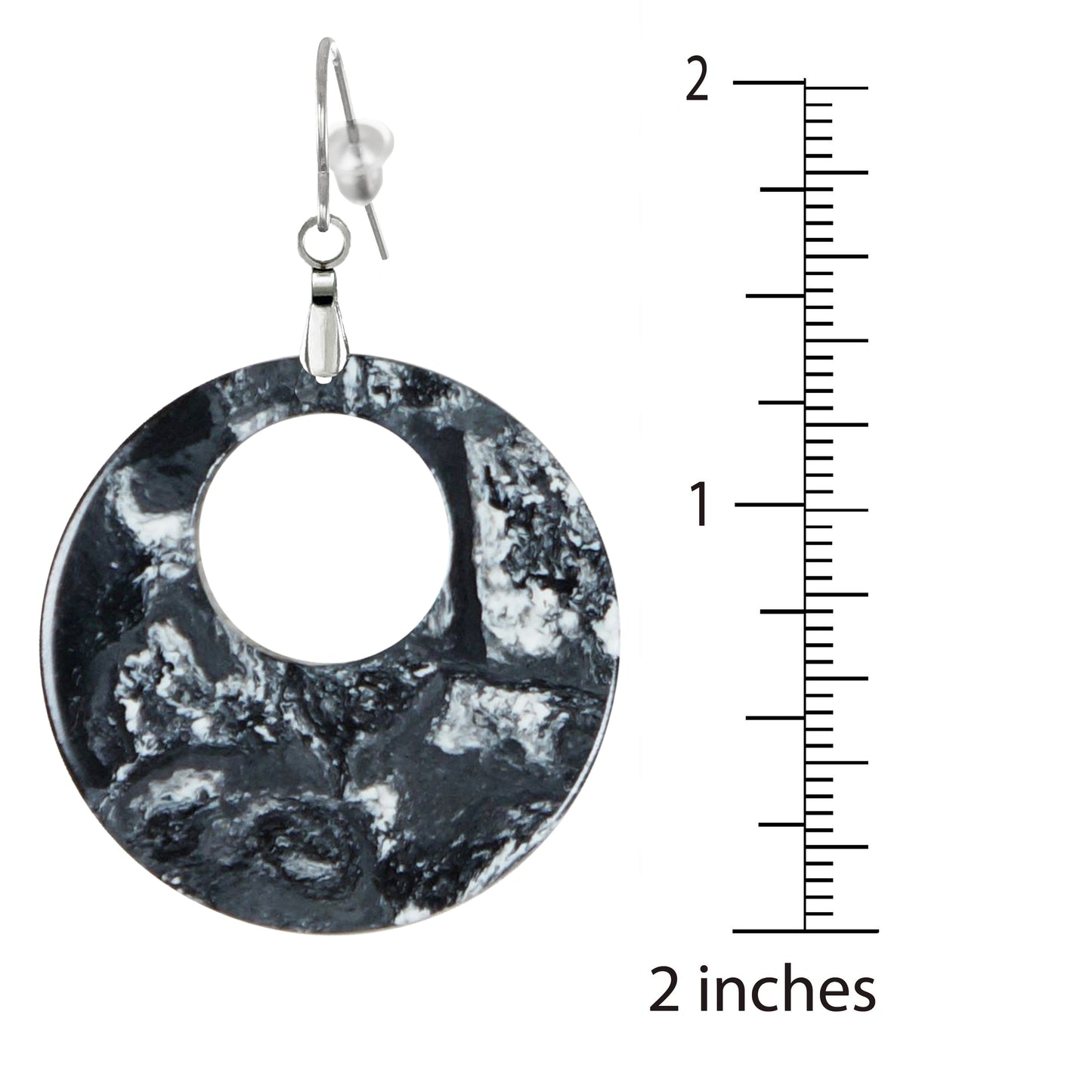 Lightweight Acrylic Boho Donut Statement Earrings, Platinum Ear Wires, Black or Red