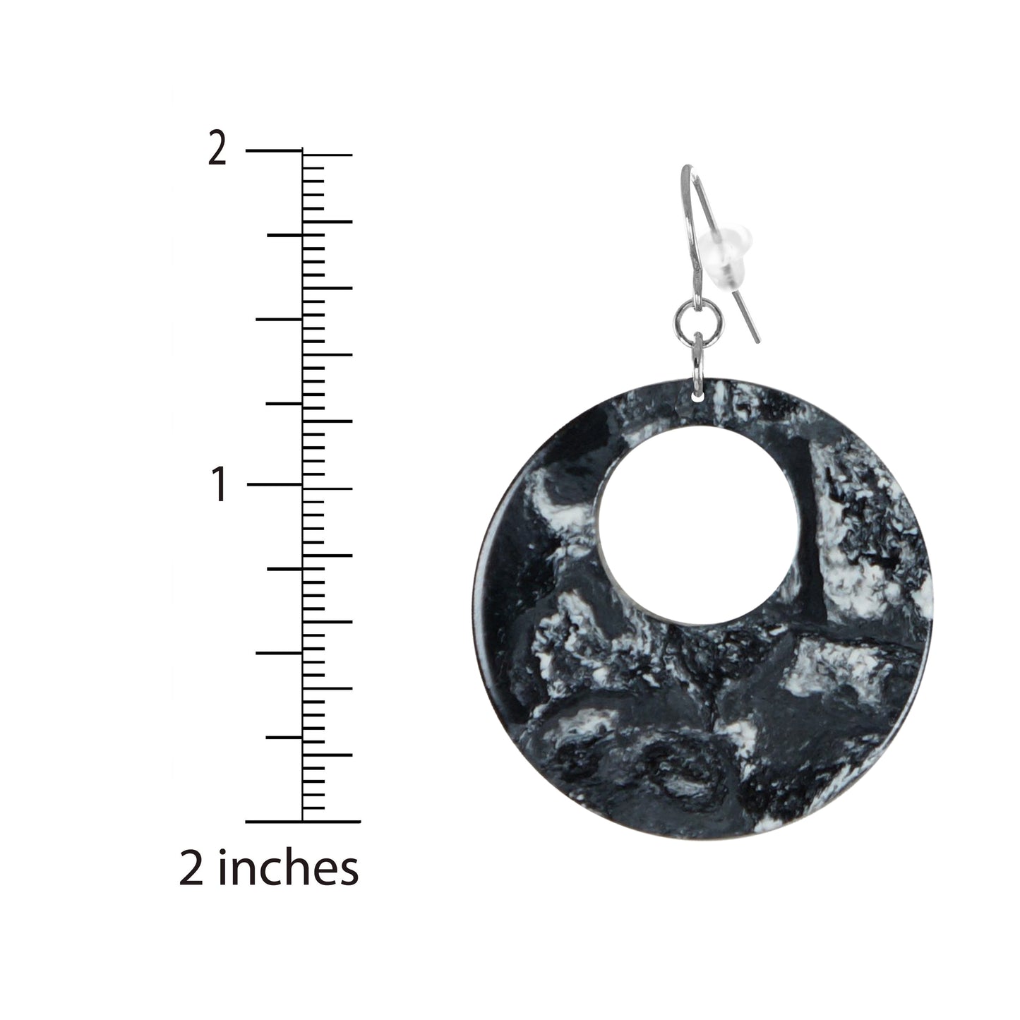 Lightweight Acrylic Boho Donut Statement Earrings, Platinum Ear Wires, Black or Red