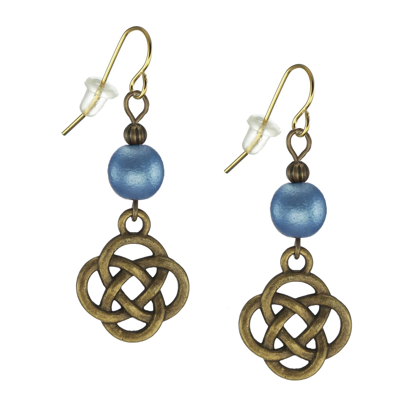 Antique Gold Celtic Knot Beaded Earrings, Color Choices, 18K Gold Ear Wires