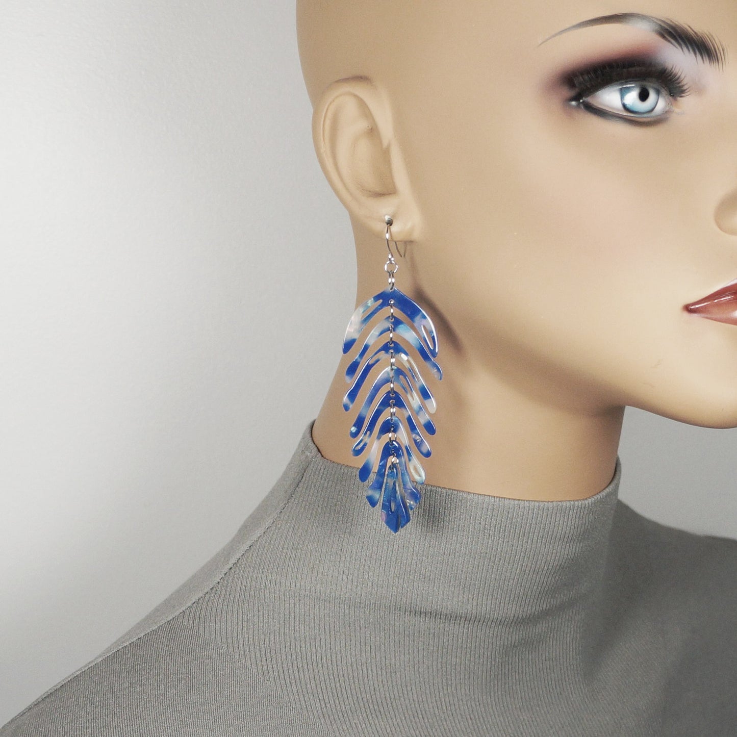 Large Vibrant Acrylic Leaf Statement Earrings, Hypoallergenic, Color Choices
