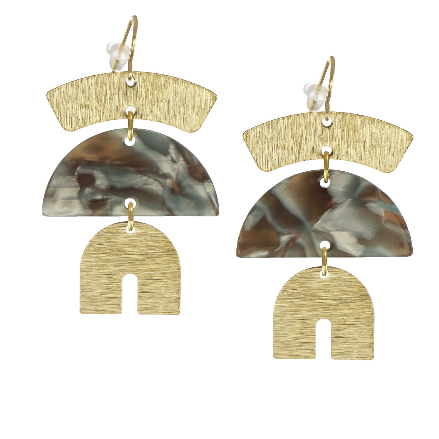Multi Color Acrylic Boho Statement Earrings, 18K Gold Ear Wires, Color Choices