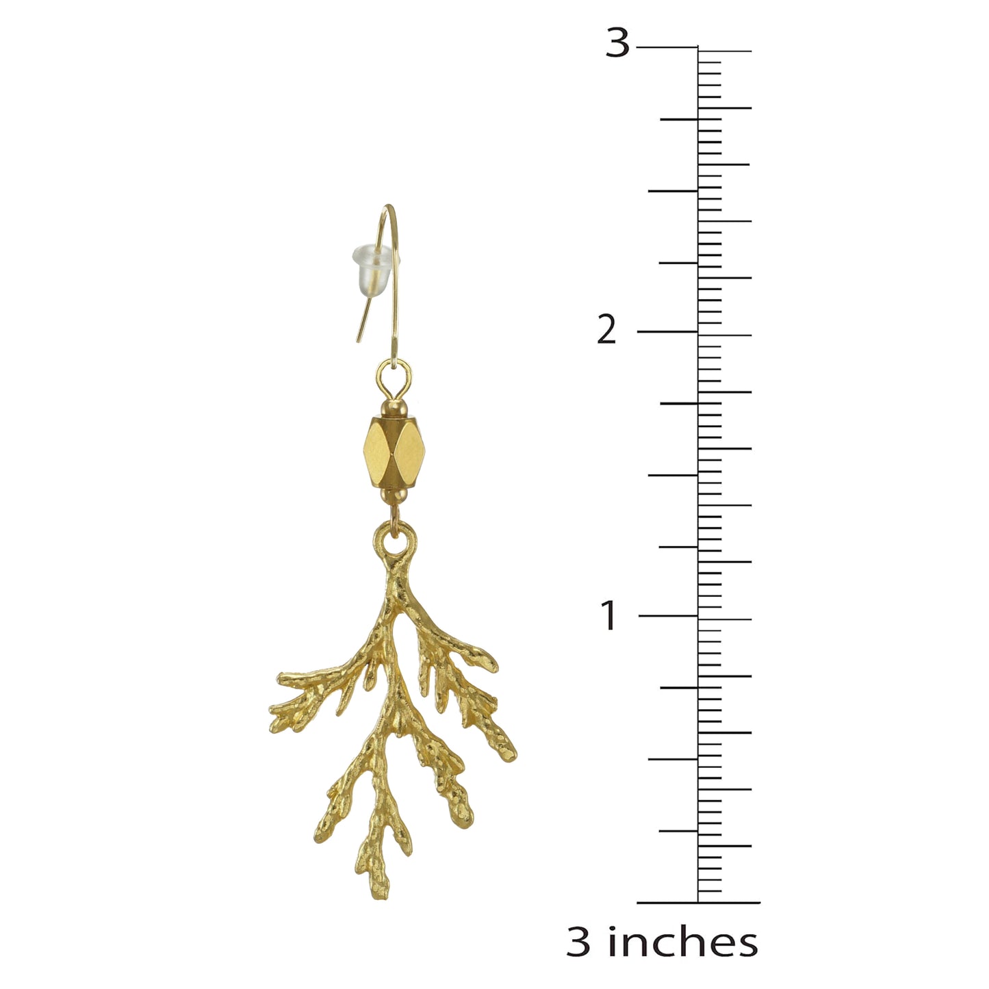 Gold Cedar Tree Branch Beaded Earrings, Juniper Spruce Twig Earrings, Modern Minimalist, Everyday Earrings, 18K Gold Ear Wires