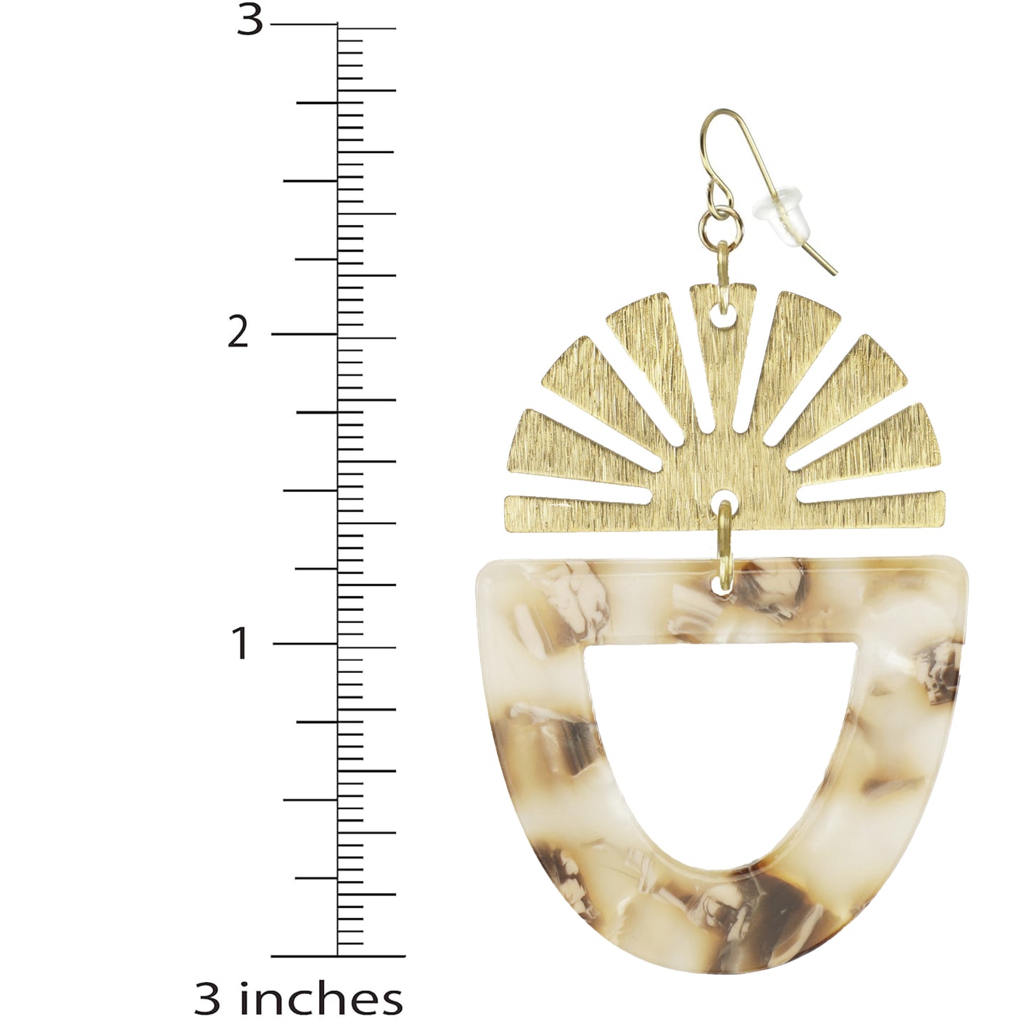 Brushed Gold Rising Sun & Acrylic Statement Earrings, 18K Gold Ear Wires, Color Choice