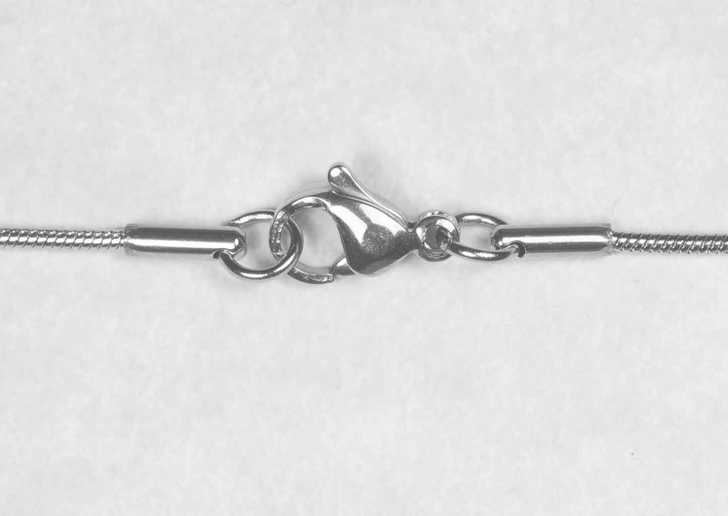 Small and Dainty Sterling Silver Filigree Charm, Stainless Steel Snake Chain Necklace, Length Choices