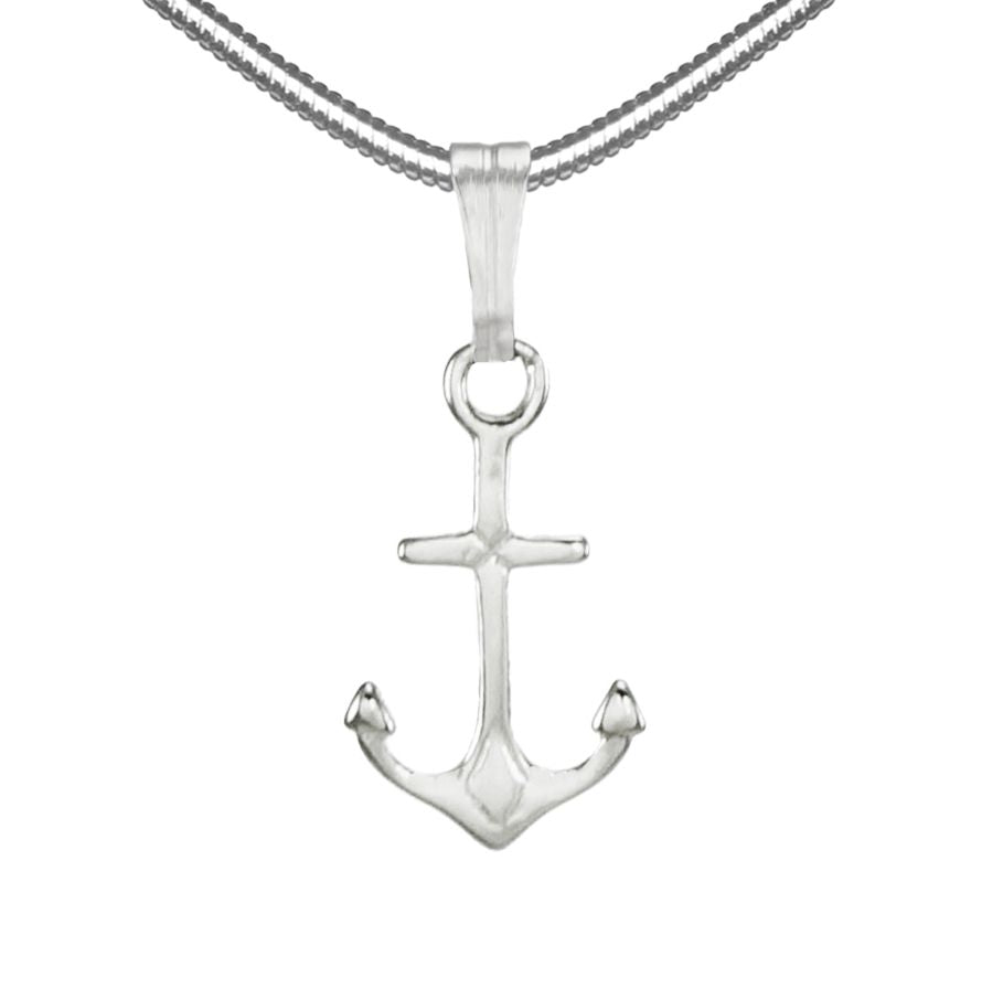 Small and Dainty Sterling Silver Anchor Charm, Stainless Steel Snake Chain Necklace, Length Choices