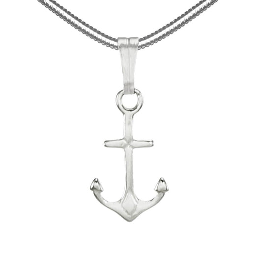 Small and Dainty Sterling Silver Anchor Charm, Stainless Steel Snake Chain Necklace, Length Choices