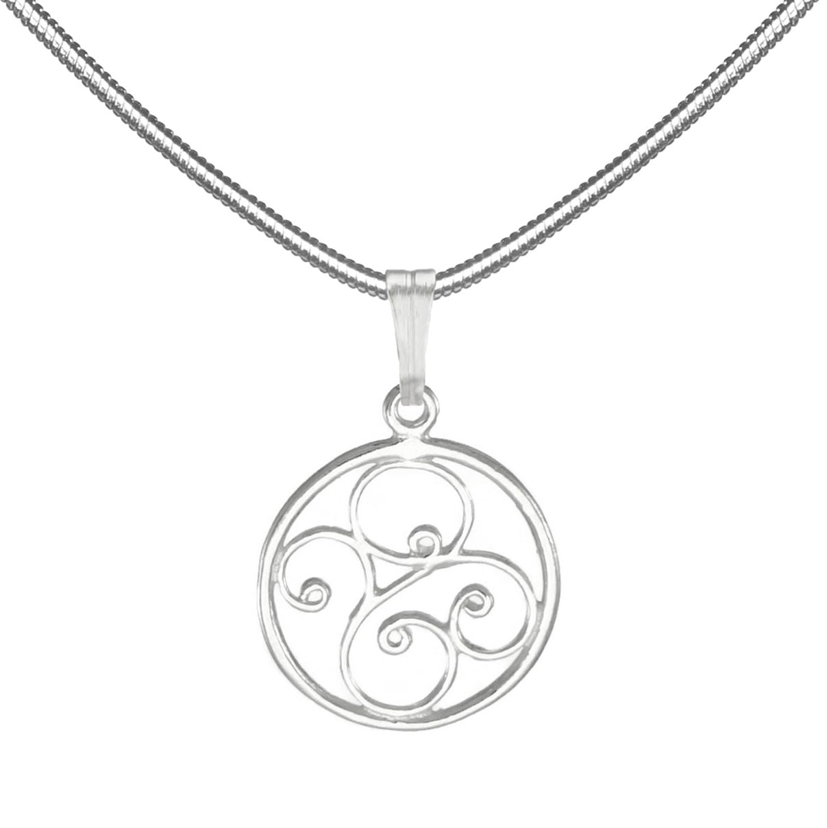 Small and Dainty Sterling Silver Filigree Charm, Stainless Steel Snake Chain Necklace, Length Choices
