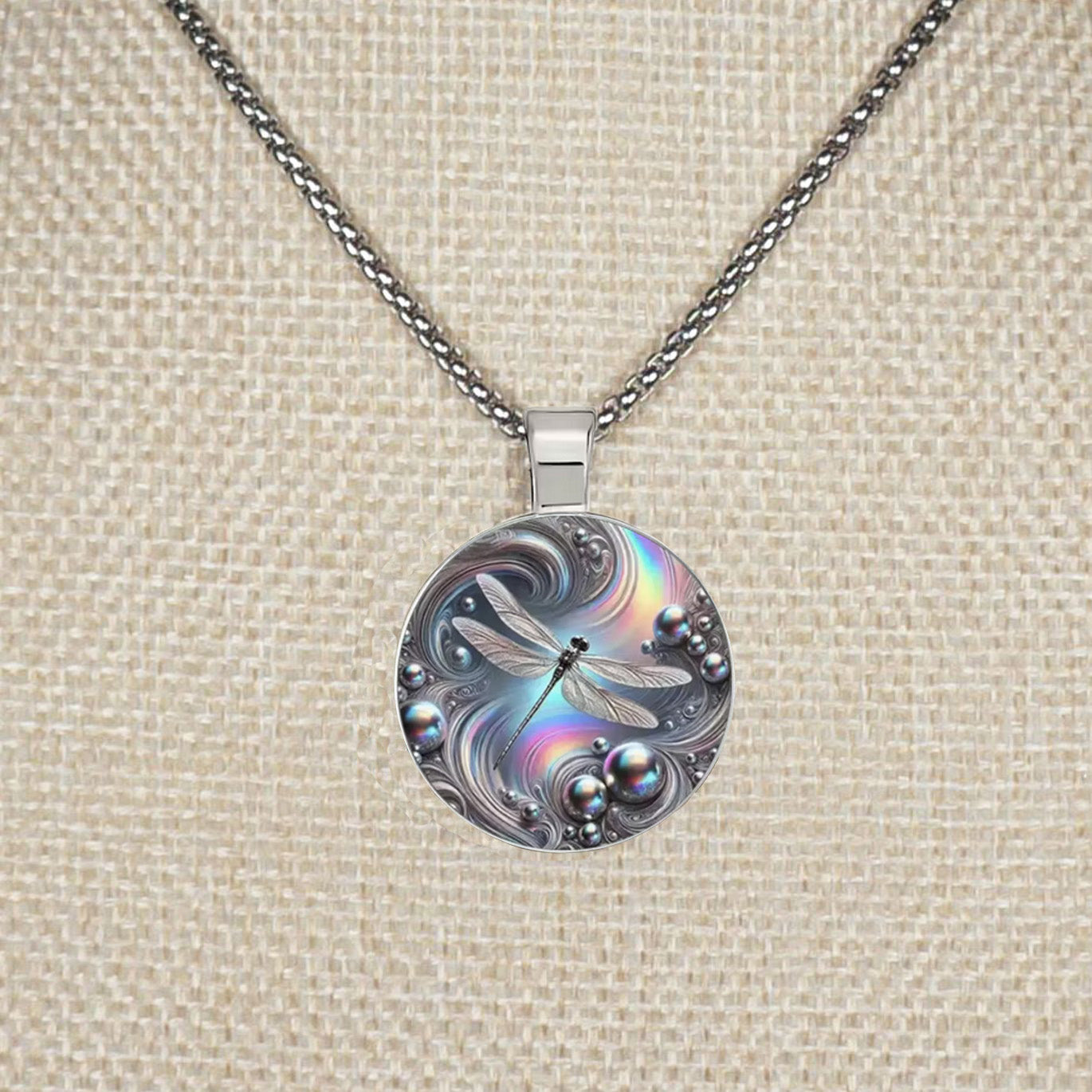 Intricate Highly Detailed Blue 2-D Dragonfly Boho Pendant, Stainless Steel Necklace, Length Choices