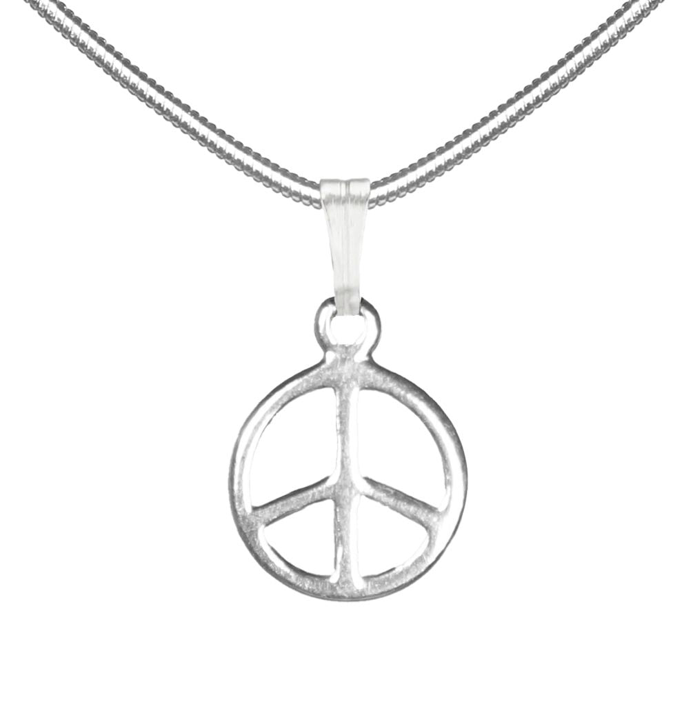 Small and Dainty Sterling Silver Peace Charm, Stainless Steel Snake Chain Necklace, Length Choices