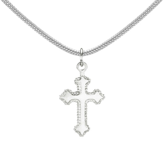 Small and Dainty Sterling Silver Cross Charm Stainless Steel Snake Chain Necklace 16, 18 or 20 inch