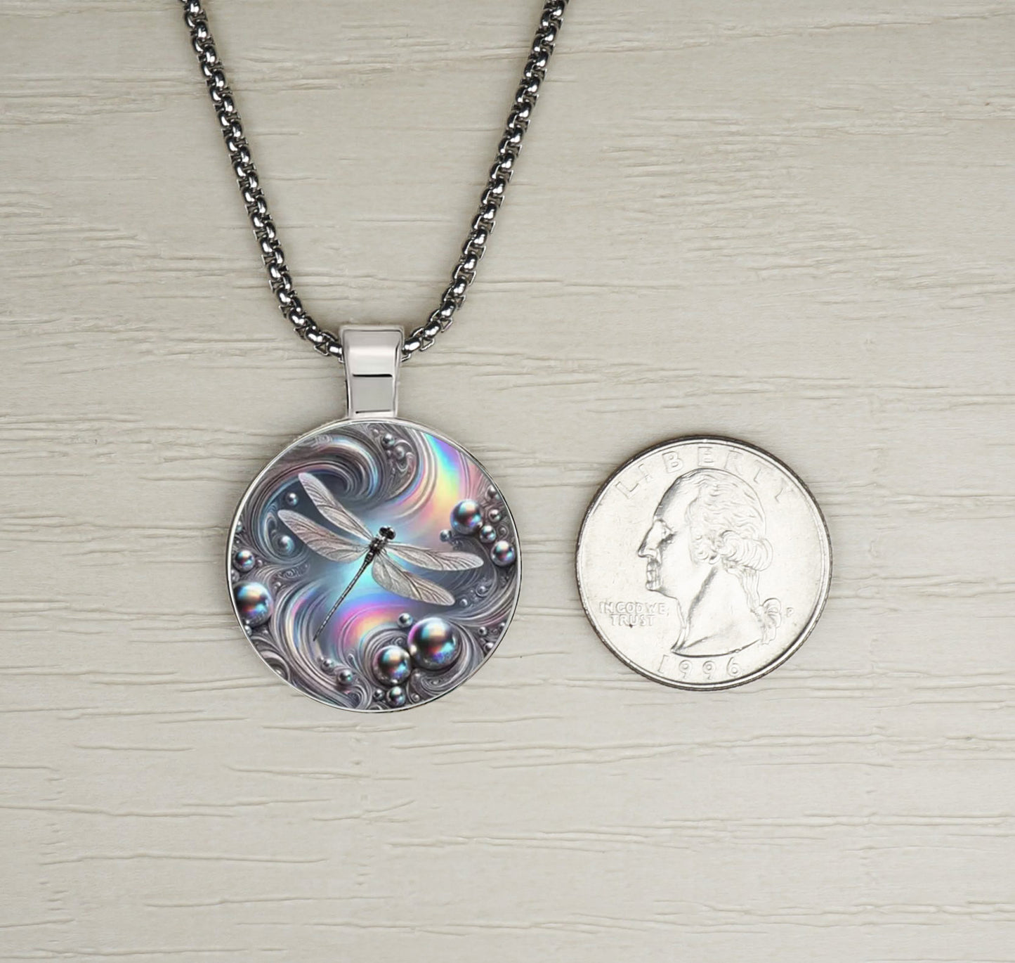 Intricate Highly Detailed Blue 2-D Dragonfly Boho Pendant, Stainless Steel Necklace, Length Choices