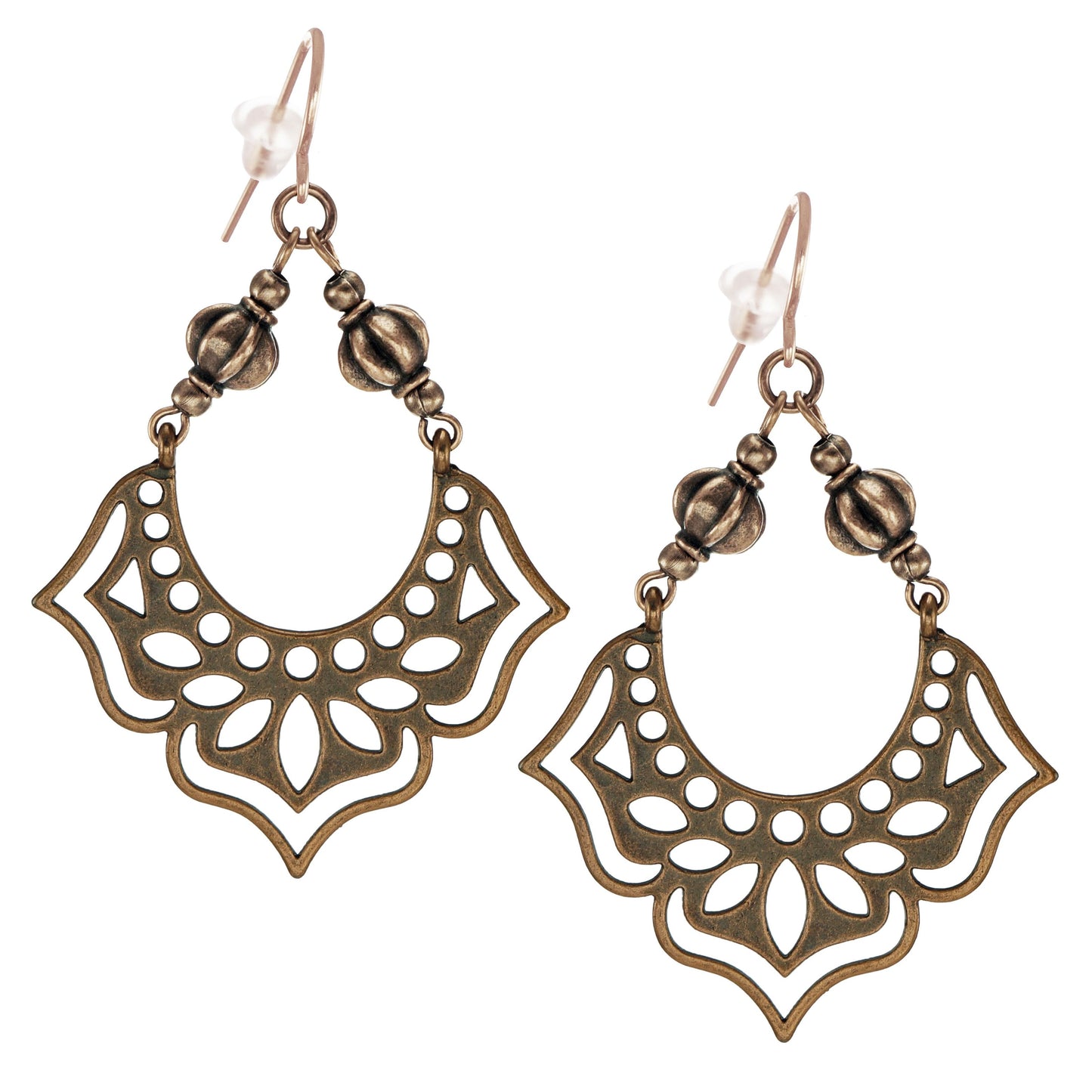 Set of 3 Pair Handmade Boho Copper Vintage Statement Dangle Earrings, Rose Gold Earwires (Copy)