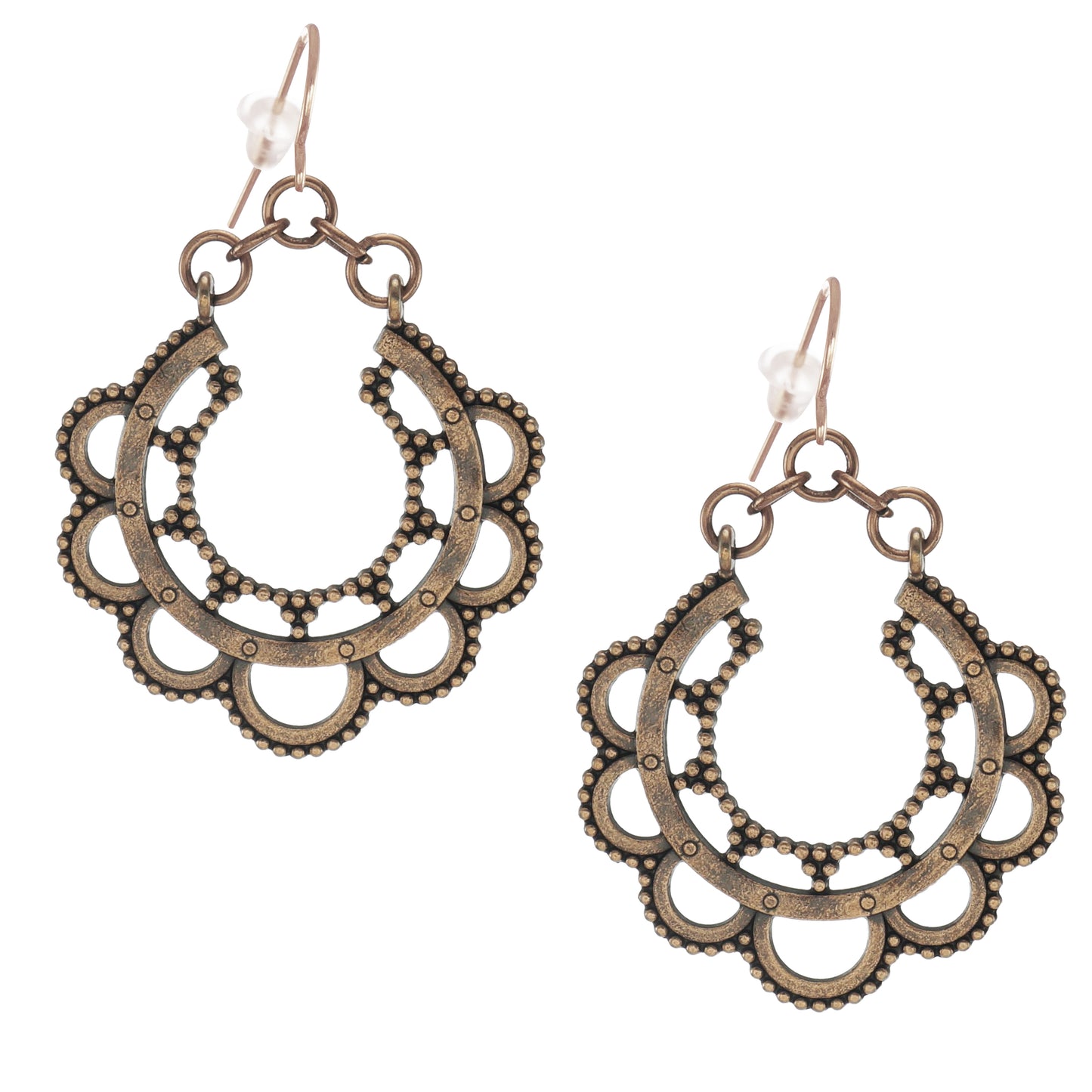Set of 3 Pair Handmade Boho Copper Vintage Statement Dangle Earrings, Rose Gold Earwires (Copy)