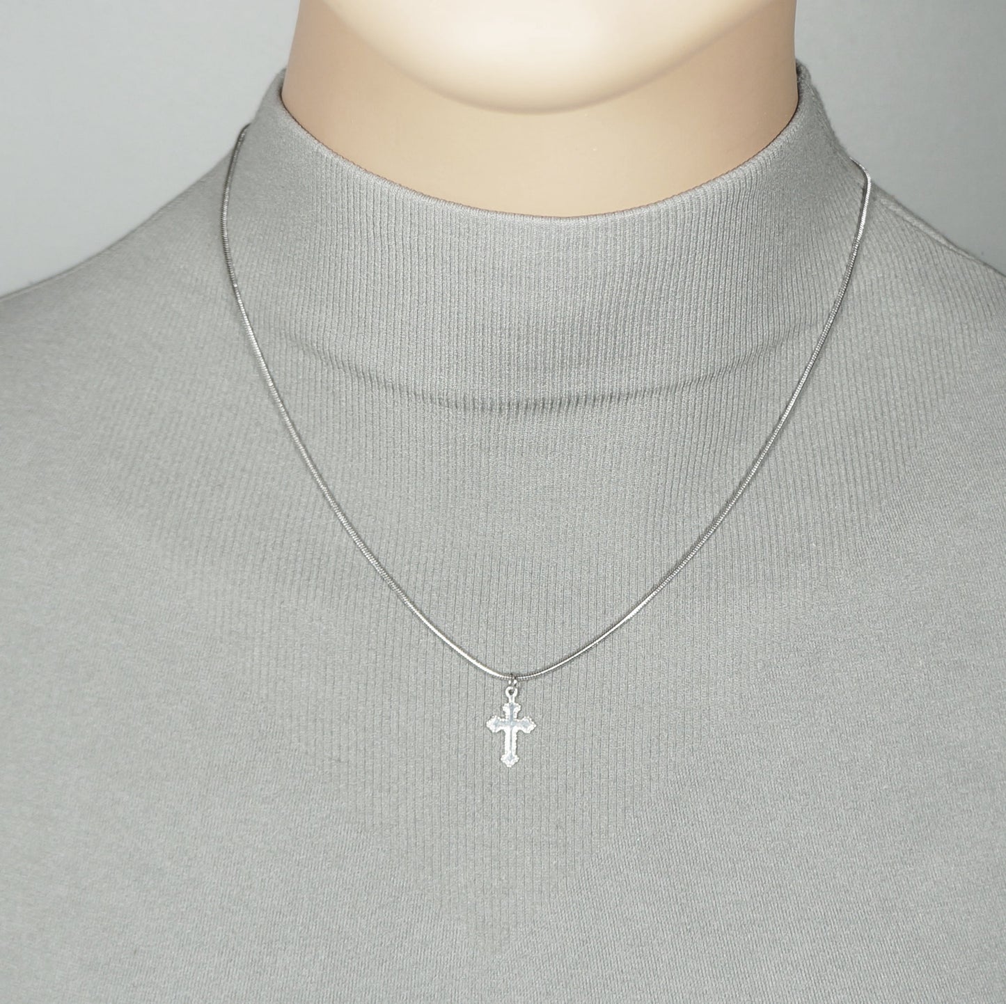 Small and Dainty Sterling Silver Cross Charm Stainless Steel Snake Chain Necklace 16, 18 or 20 inch