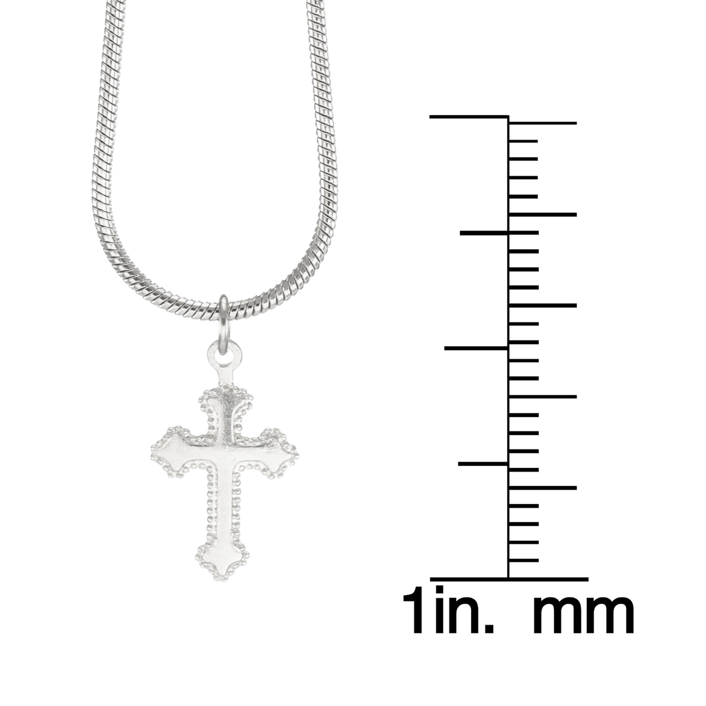Small and Dainty Sterling Silver Cross Charm Stainless Steel Snake Chain Necklace 16, 18 or 20 inch