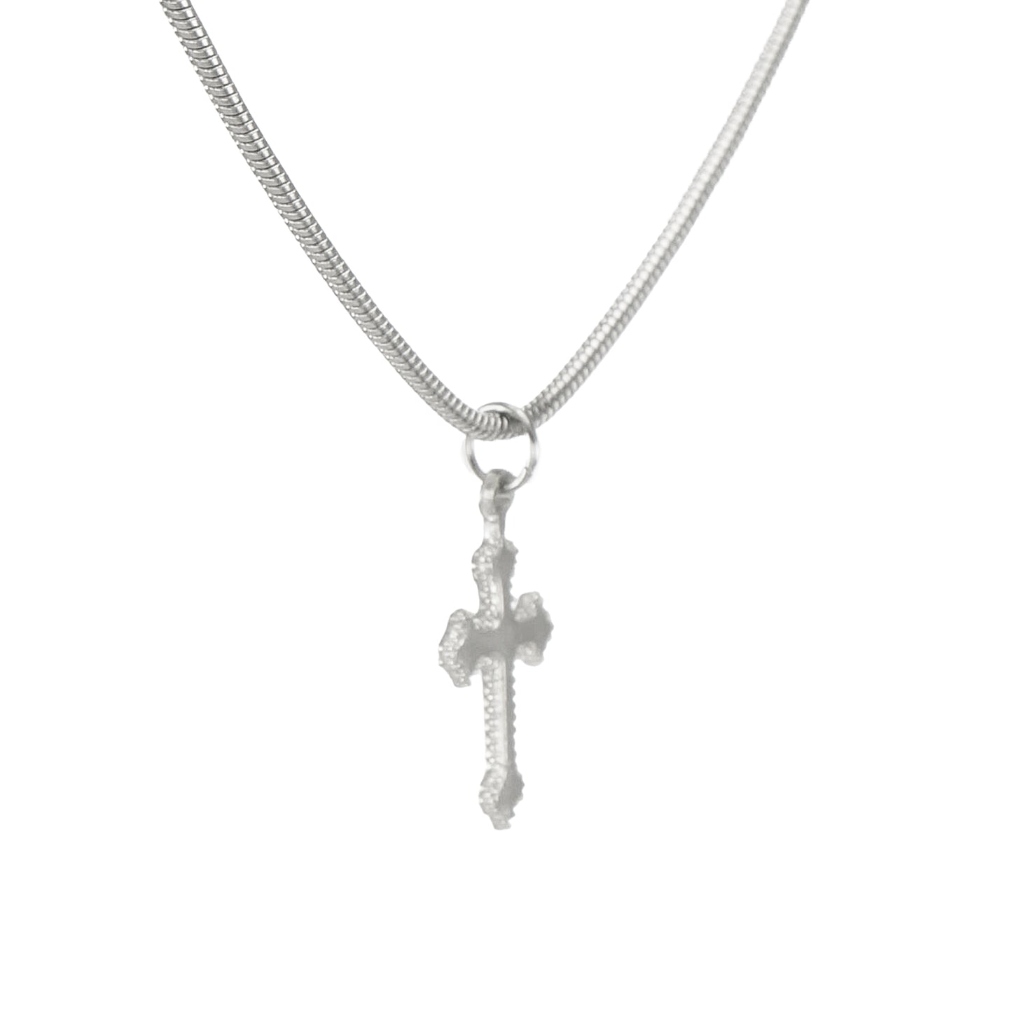 Small and Dainty Sterling Silver Cross Charm Stainless Steel Snake Chain Necklace 16, 18 or 20 inch