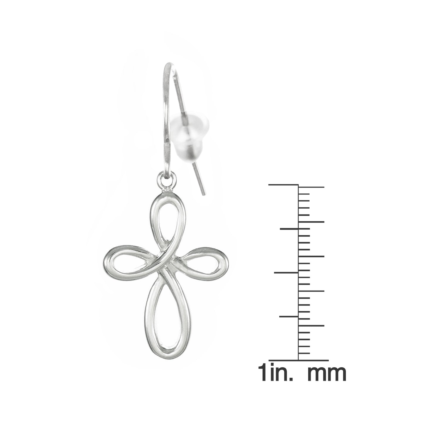 Sterling Silver Infinity Cross Earrings, Hypoallergenic Platinum Ear Wires, Gift for Her