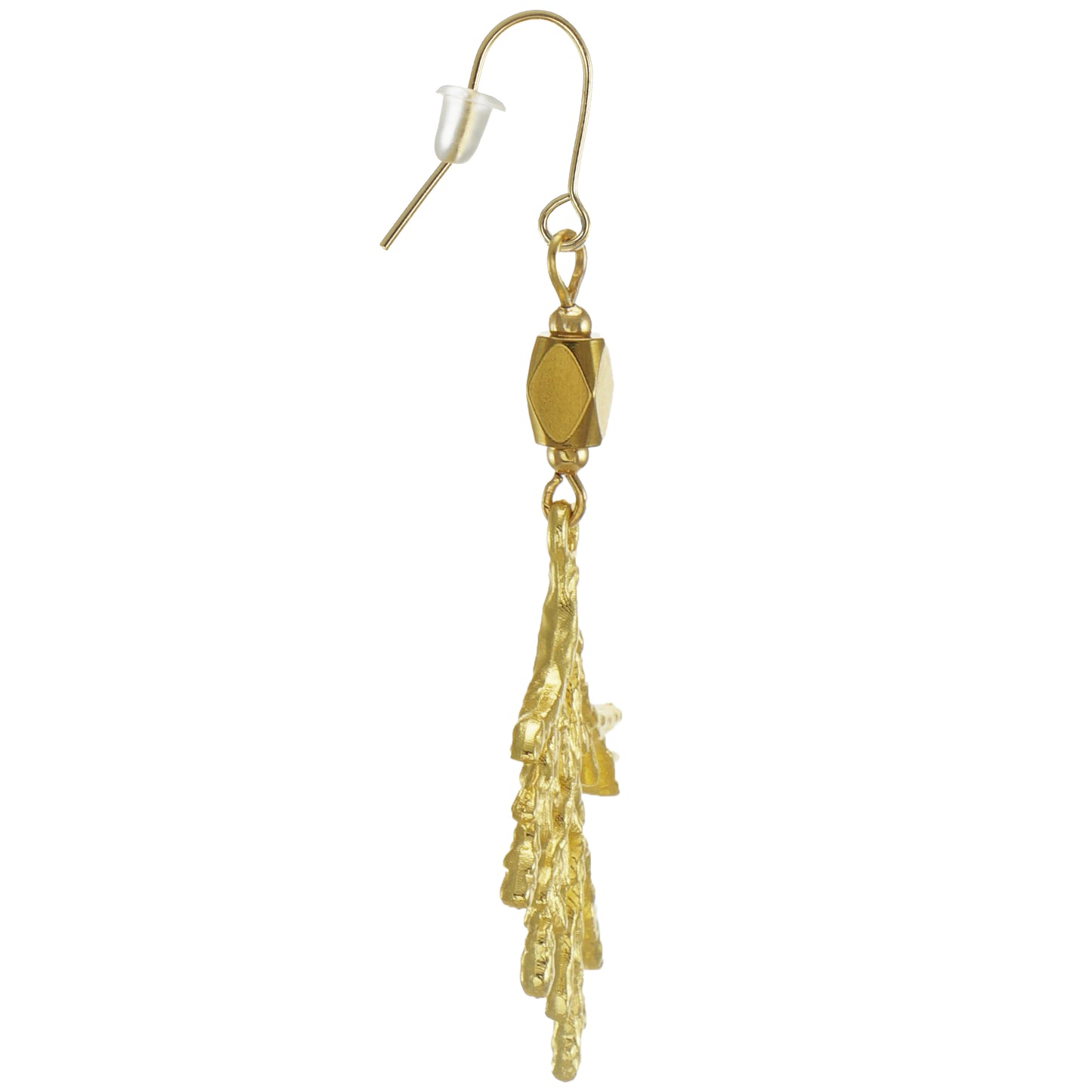 Gold Cedar Tree Branch Beaded Earrings, Juniper Spruce Twig Earrings, Modern Minimalist, Everyday Earrings, 18K Gold Ear Wires