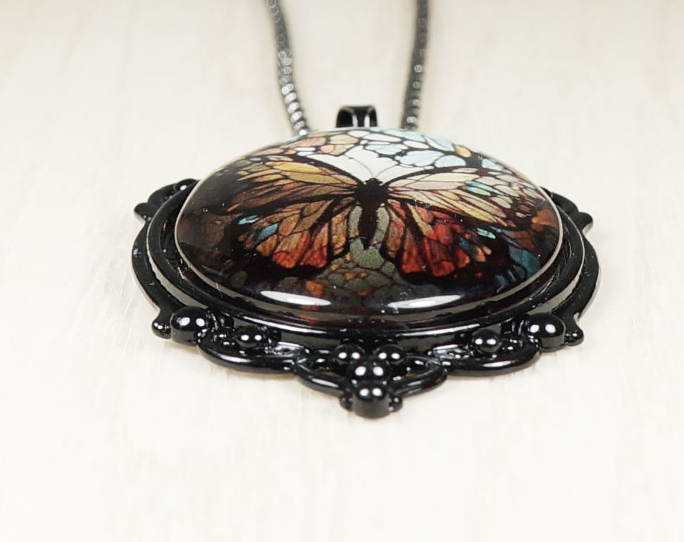 Intricate Highly Detailed Butterfly Vintage Inspired Boho Pendant, Stainless Steel Rope Chain Necklace, 20 Inch, Gift for Her