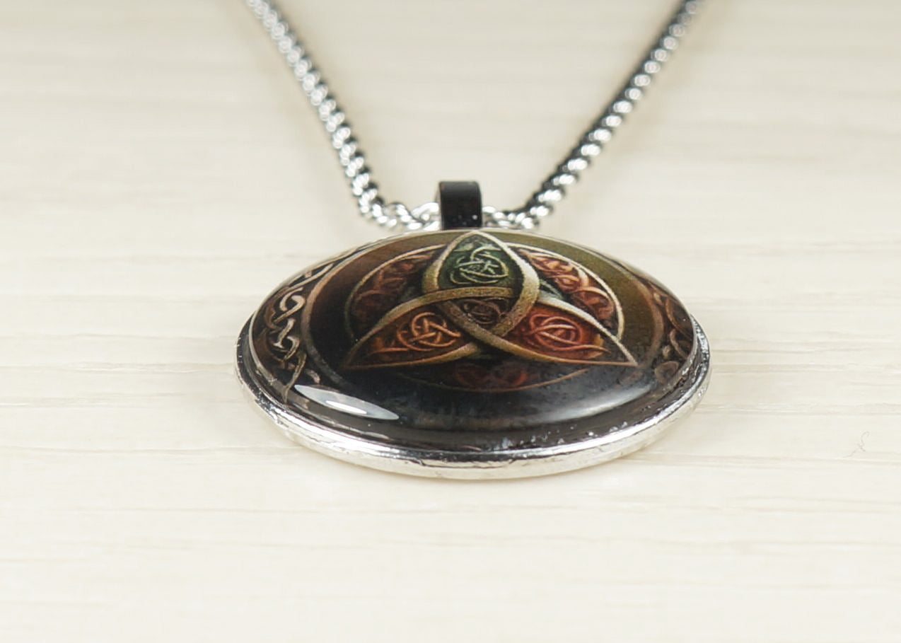 Intricate Highly Detailed Triquetra Celtic Boho Pendant, Stainless Steel Rope Chain Necklace, 20 Inch, Gift for Him or Her