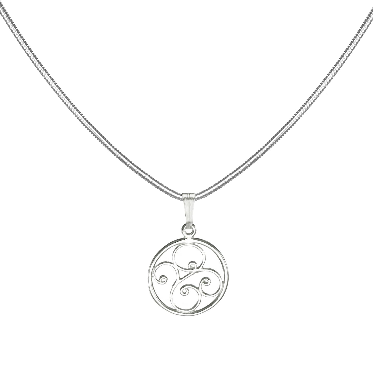 Small and Dainty Sterling Silver Filigree Charm, Stainless Steel Snake Chain Necklace, Length Choices