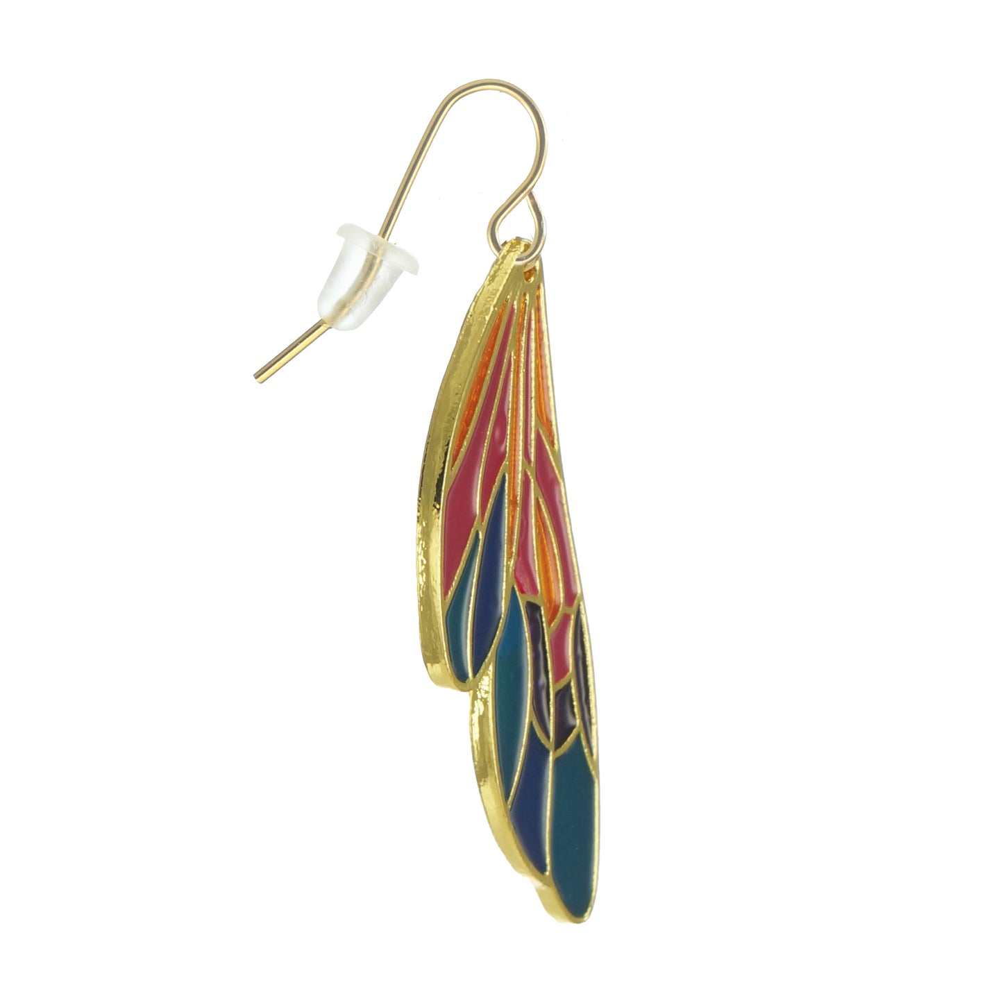 Graceful Multi Color Enamel Butterfly Wing Statement Earrings, Gold or Silver