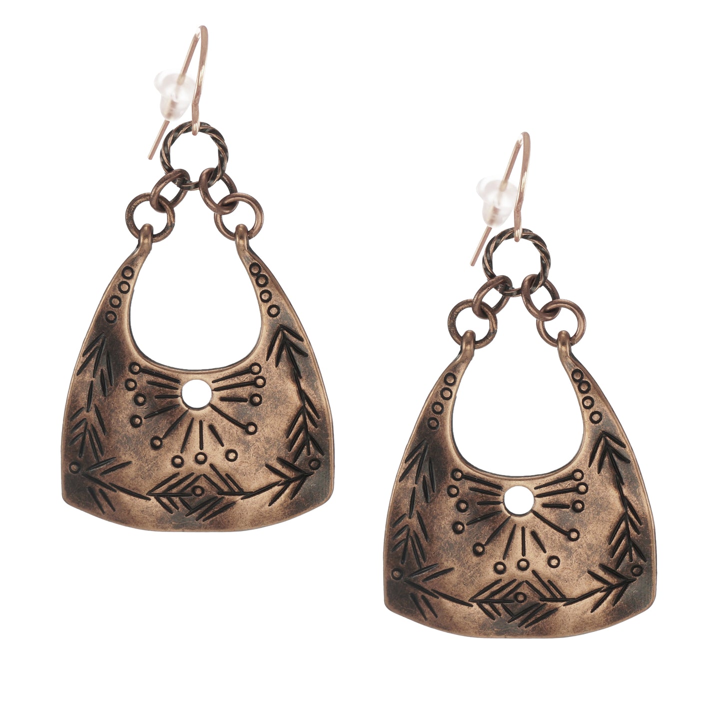 Set of 3 Pair Handmade Boho Copper Vintage Statement Dangle Earrings, Rose Gold Earwires (Copy)