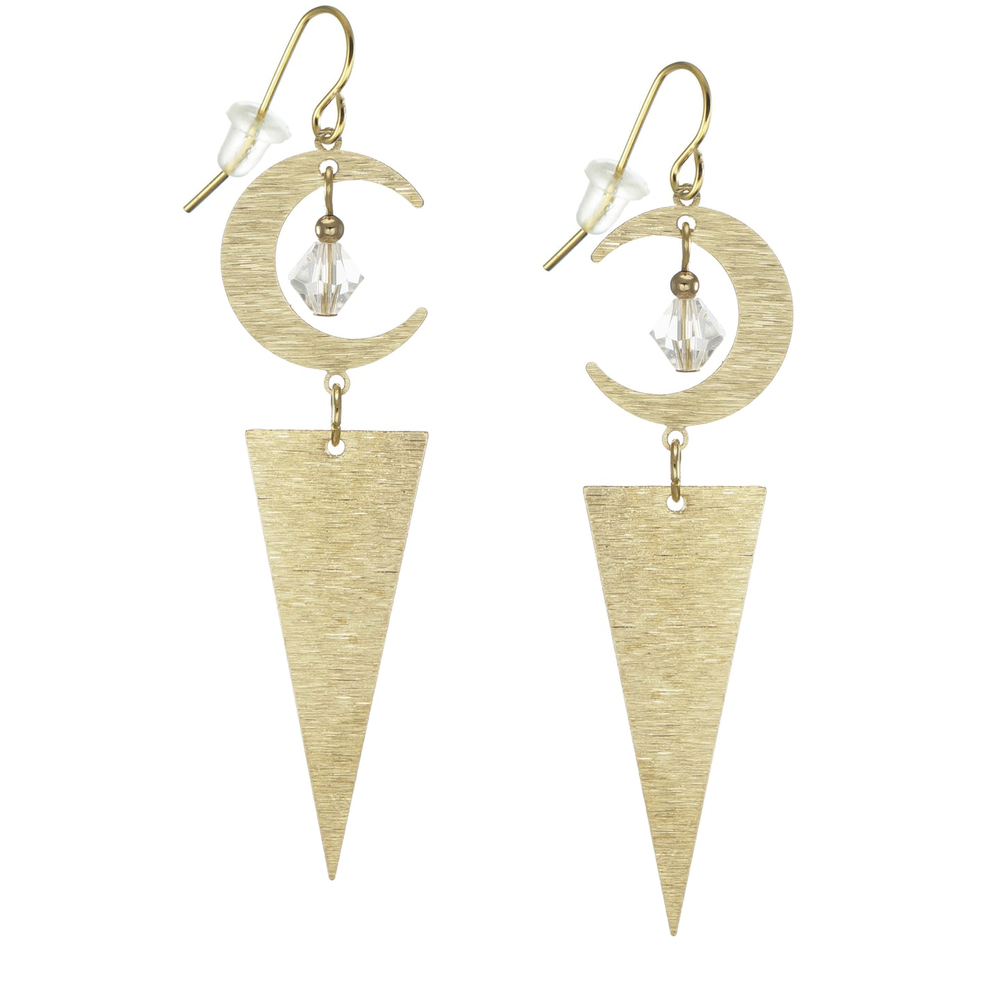 Beautiful Gold Celestial Crescent Moon with Austrian Crystal Statement Earrings – Hypoallergenic 18K Gold Ear Wires, Gift for Her