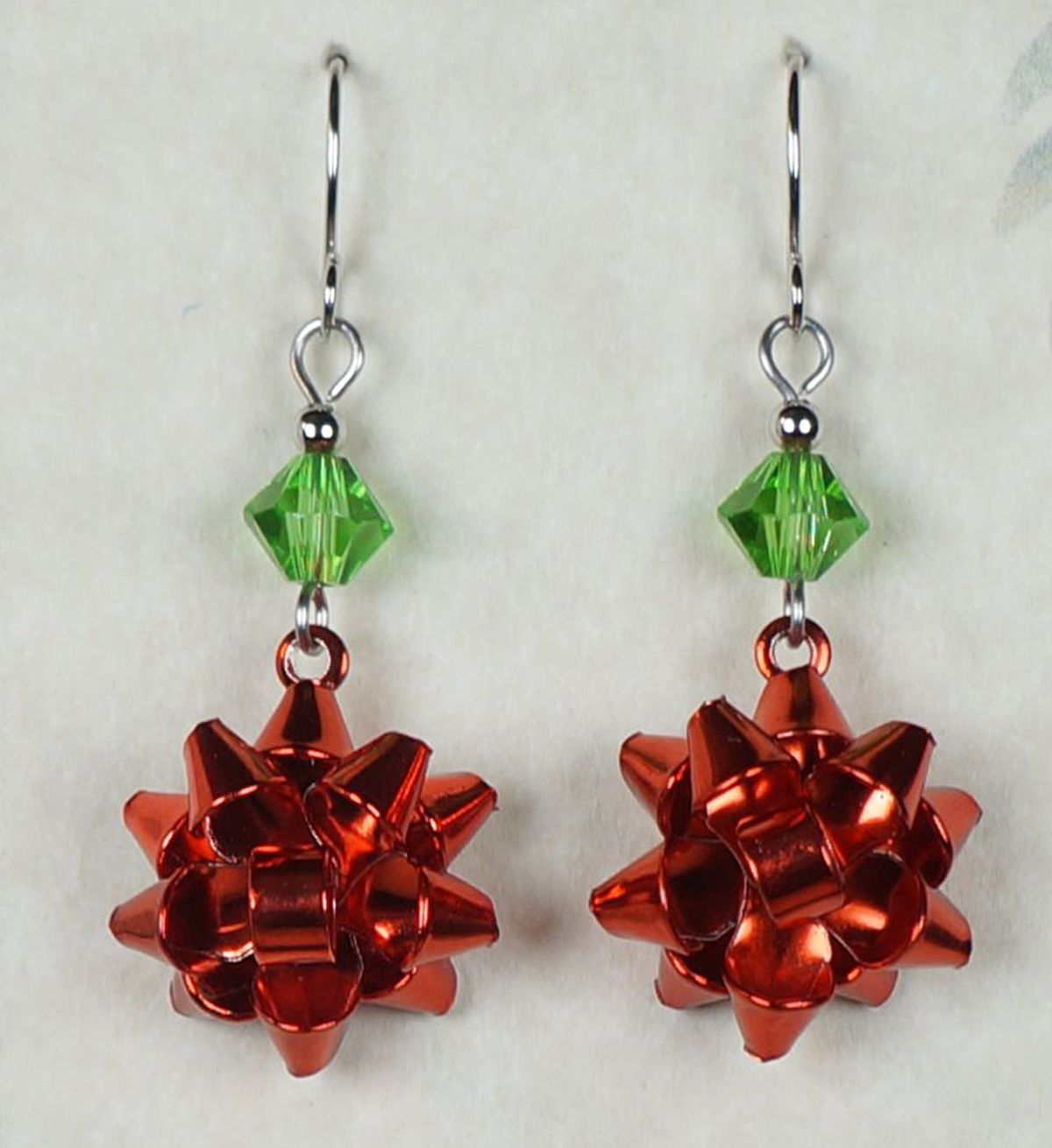 Color Choices, Holiday Bow Earrings with Swarovski Crystals, Hypoallergenic Ear Wires