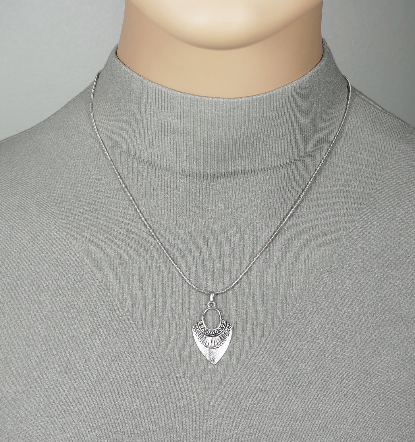 Antique Silver Rustic Boho Silver Alloy Arrow Pendant, Stainless Steel Chain Necklace, Length Choices