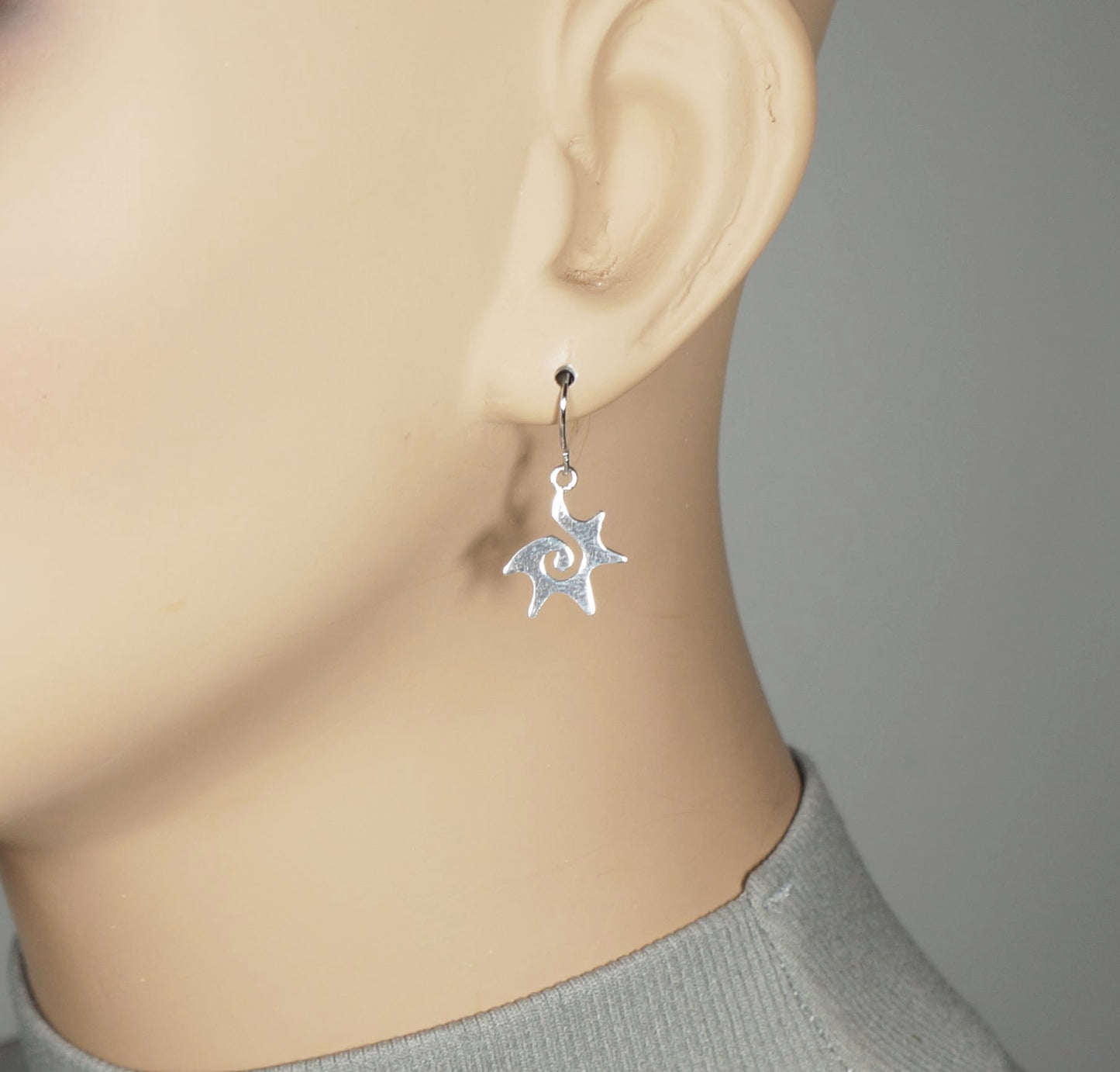 Dainty Celestial Sterling Silver Starburst, Stainless Steel Chain Necklace and Earring Set, Length Choices