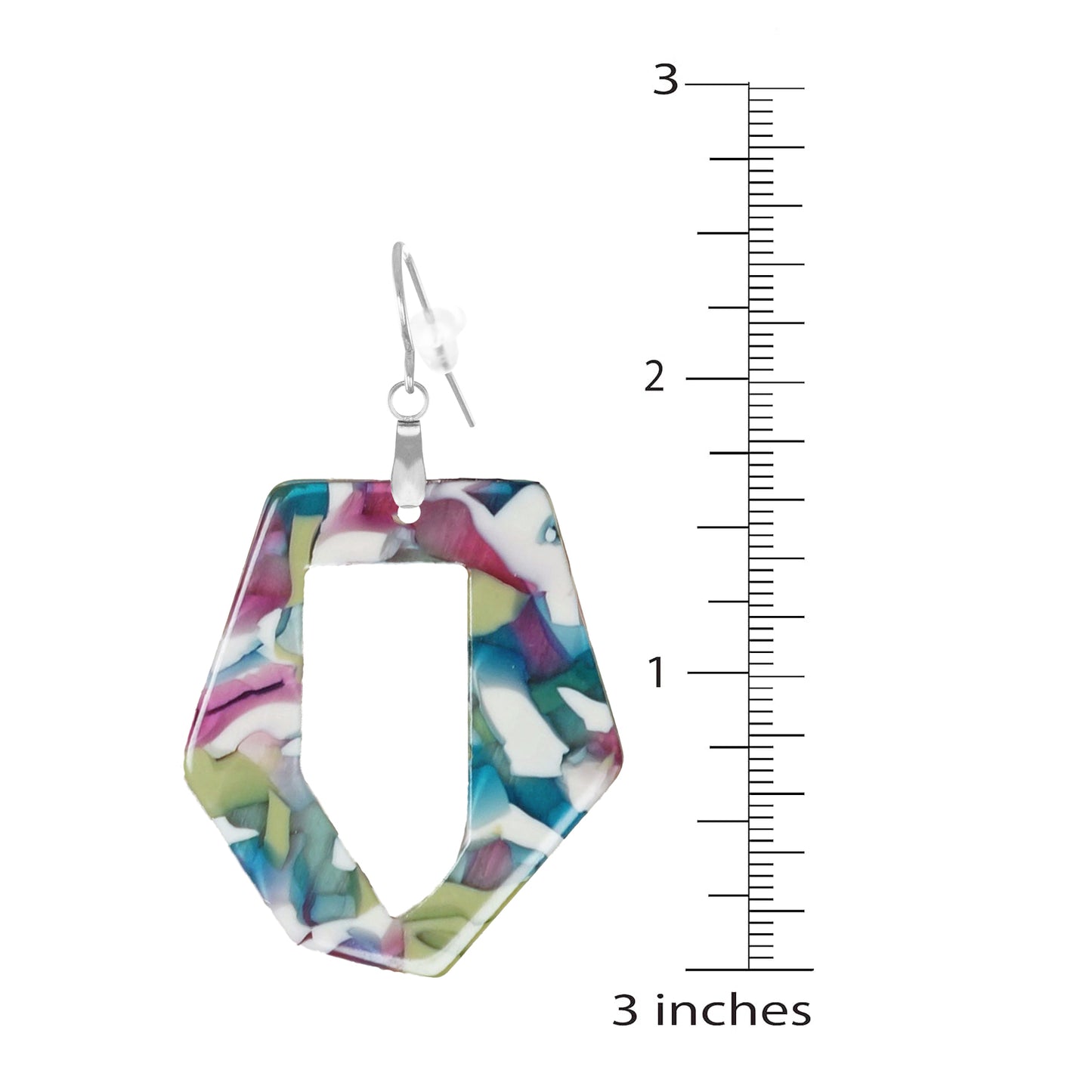 Vibrant Multi Candy Color Acrylic Lightweight Boho Statement Earrings, Hypoallergenic Platinum Ear Wires