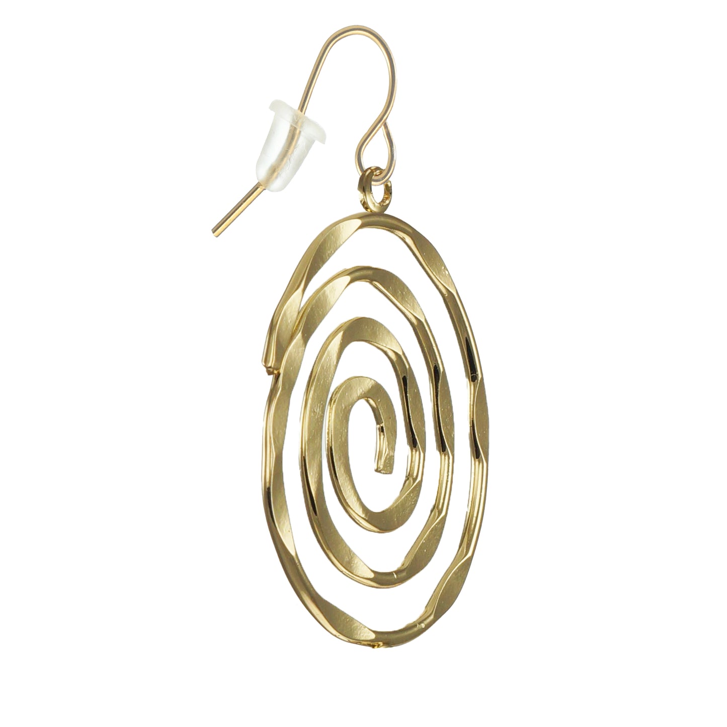 Lightweight Hammered Gold Spiral Statement Earrings, 18K Gold Ear Wires