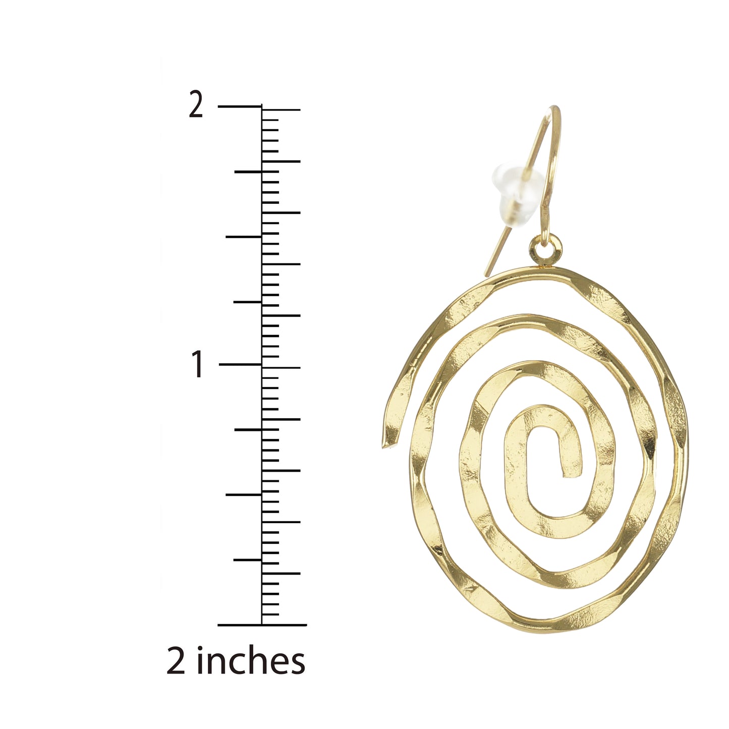 Lightweight Hammered Gold Spiral Statement Earrings, 18K Gold Ear Wires