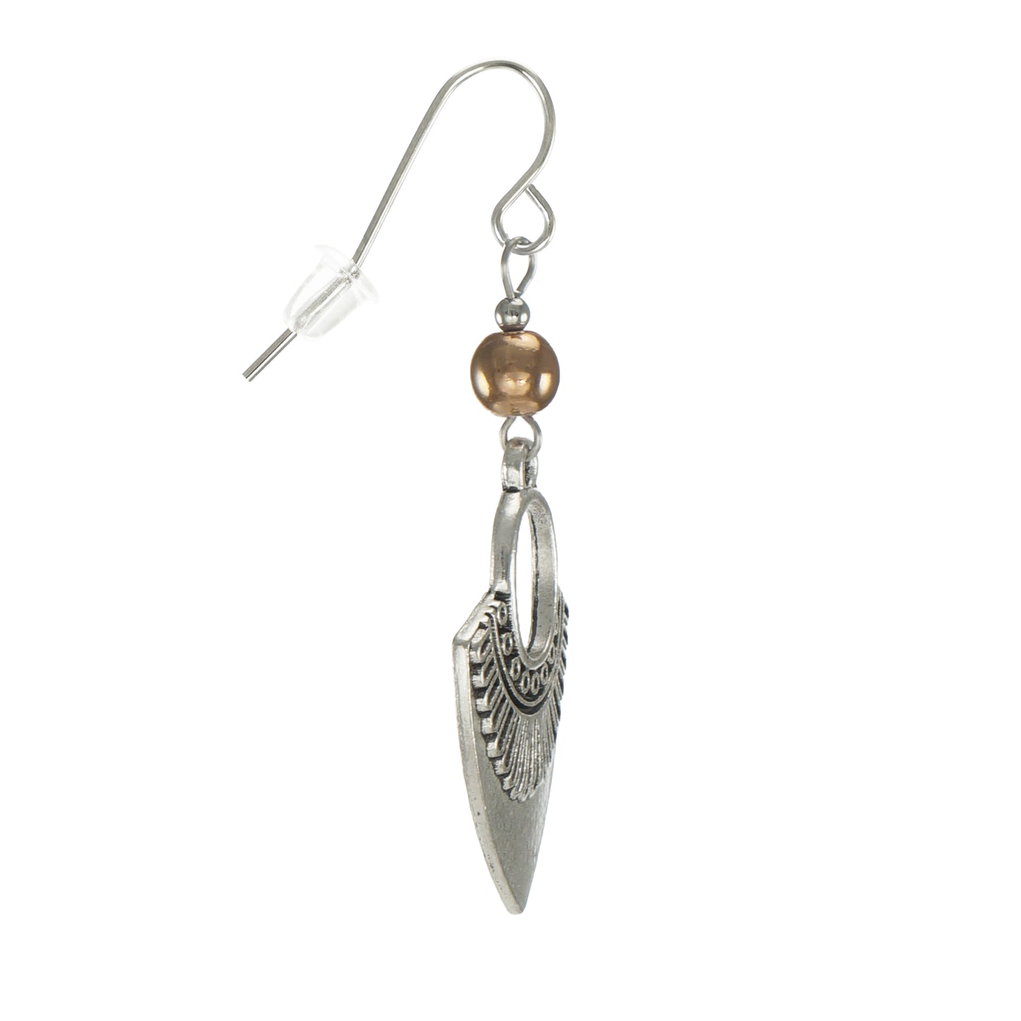 Ethnic Antique Silver and Rose Gold Boho Dangle Earrings, Minimalist Everyday Silver Tribal, Platinum Ear Wires