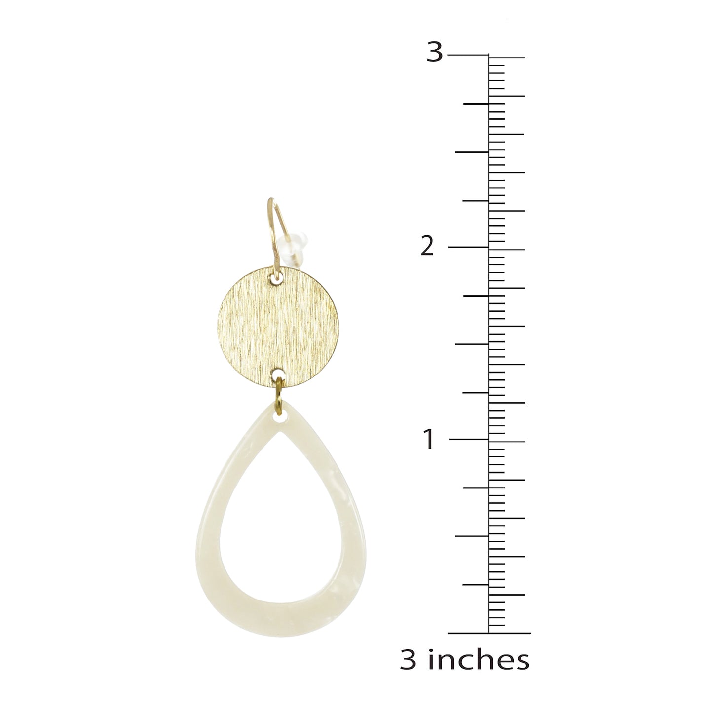 Acrylic Teardrop and Brushed Gold Coin Drop Minimalist Earrings, 18K Ear Wires