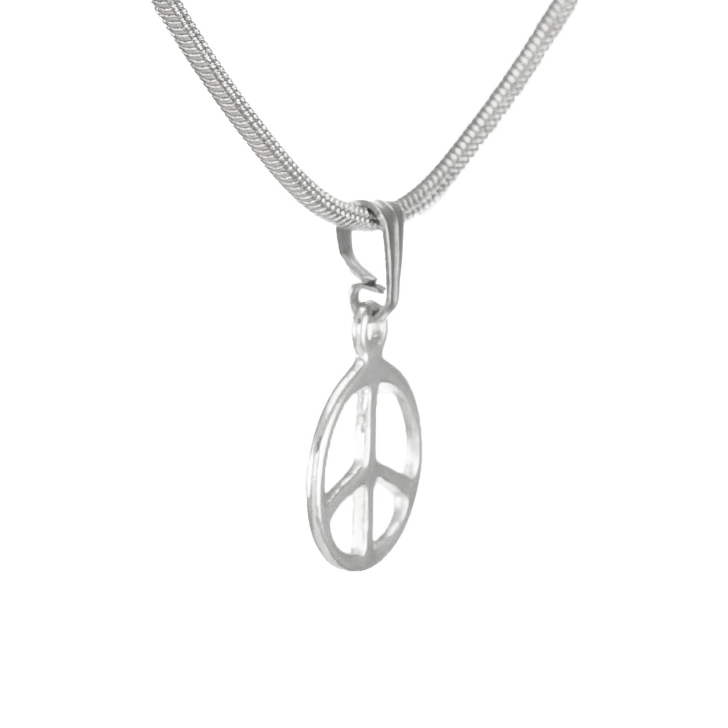 Small and Dainty Sterling Silver Peace Charm, Stainless Steel Snake Chain Necklace, Length Choices
