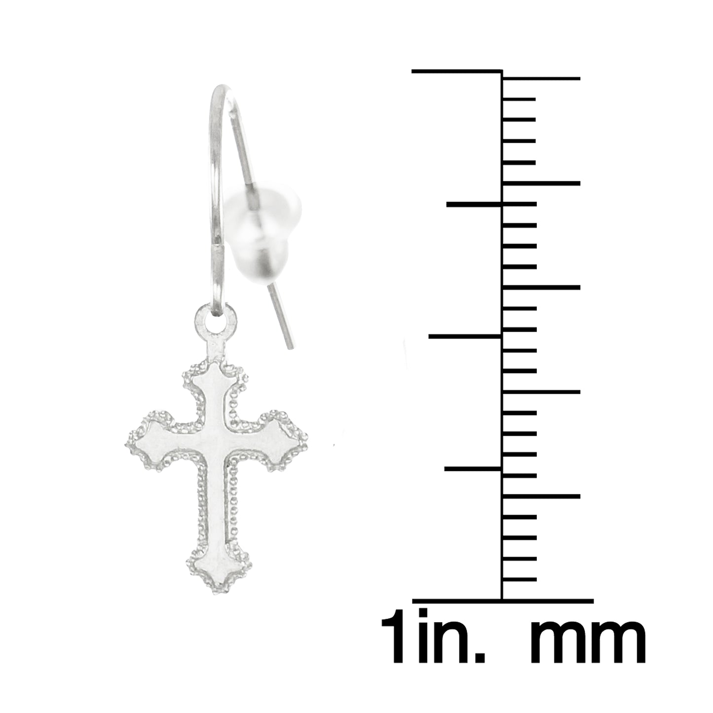 Small and Dainty .925 Sterling Silver Cross Earrings, Platinum Ear Wires