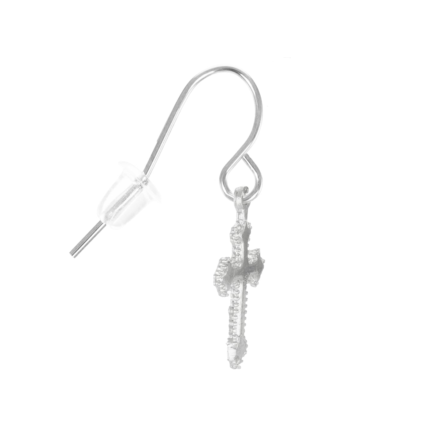 Small and Dainty .925 Sterling Silver Cross Earrings, Platinum Ear Wires